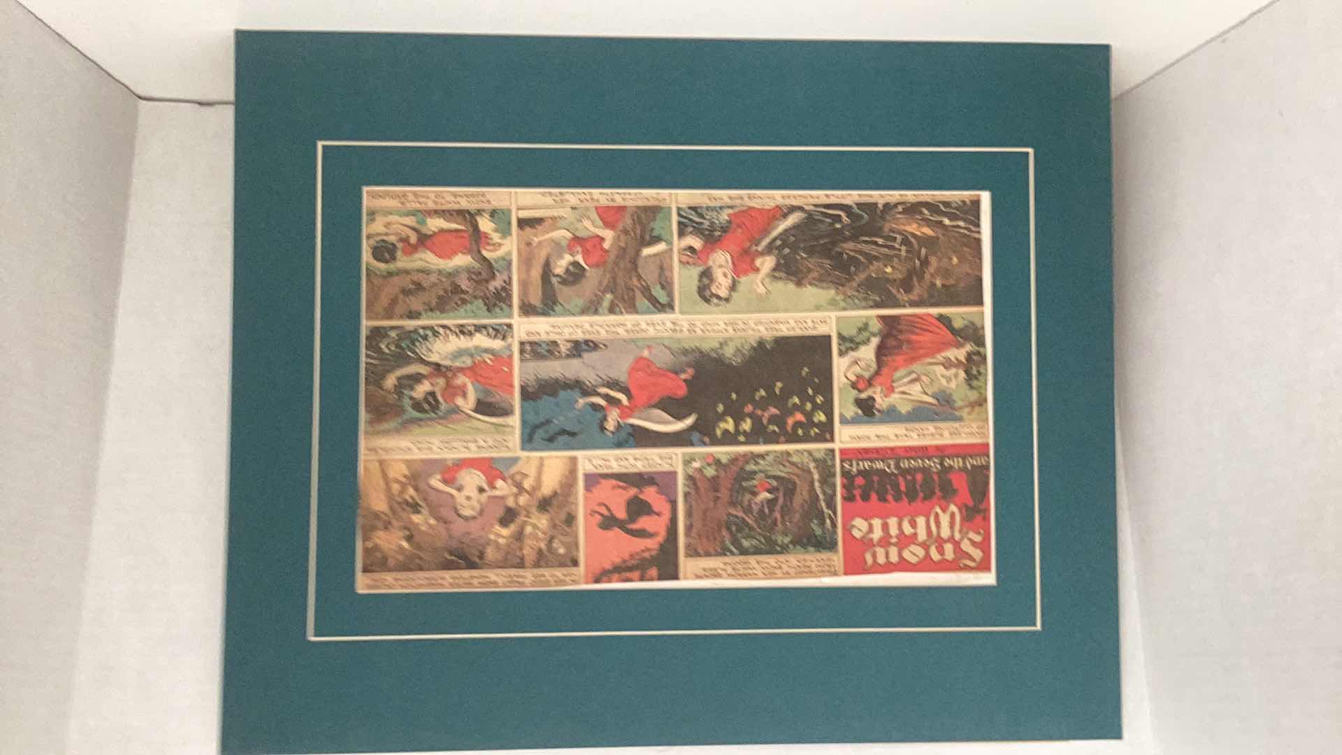 Photo 14 of VINTAGE 1937 WALT DISNEY “SNOW WHITE AND THE SEVEN DWARFS” MATTED ORIGINAL COLOR COMIC STRIP SET OF TWENTY 20” X H 16”