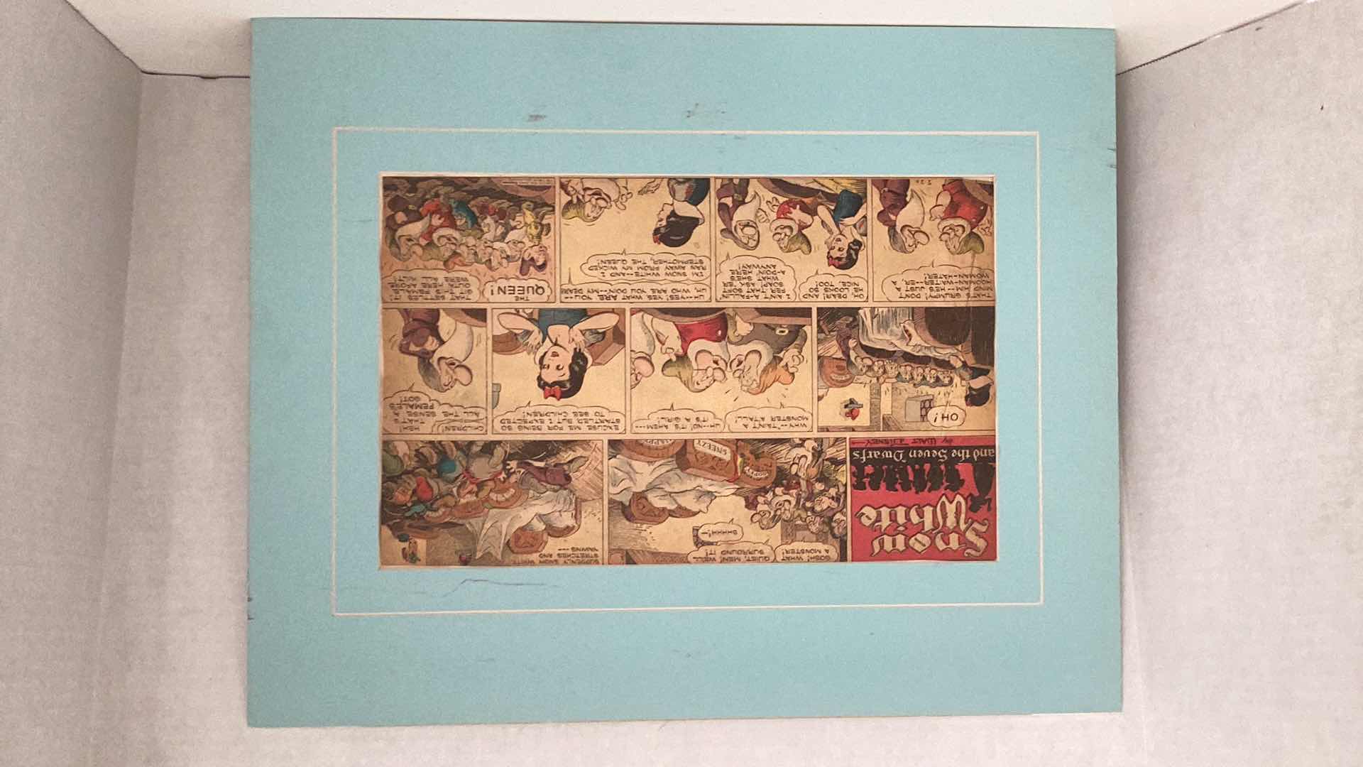 Photo 3 of VINTAGE 1937 WALT DISNEY “SNOW WHITE AND THE SEVEN DWARFS” MATTED ORIGINAL COLOR COMIC STRIP SET OF TWENTY 20” X H 16”