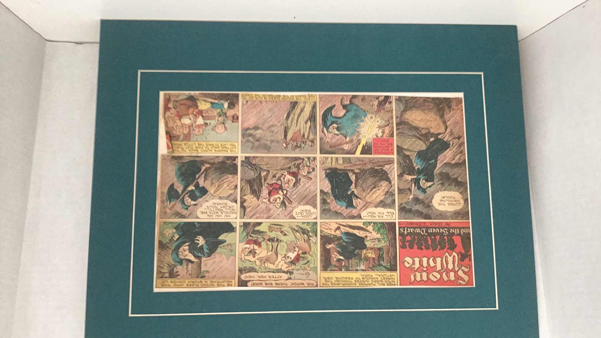 Photo 8 of VINTAGE 1937 WALT DISNEY “SNOW WHITE AND THE SEVEN DWARFS” MATTED ORIGINAL COLOR COMIC STRIP SET OF TWENTY 20” X H 16”