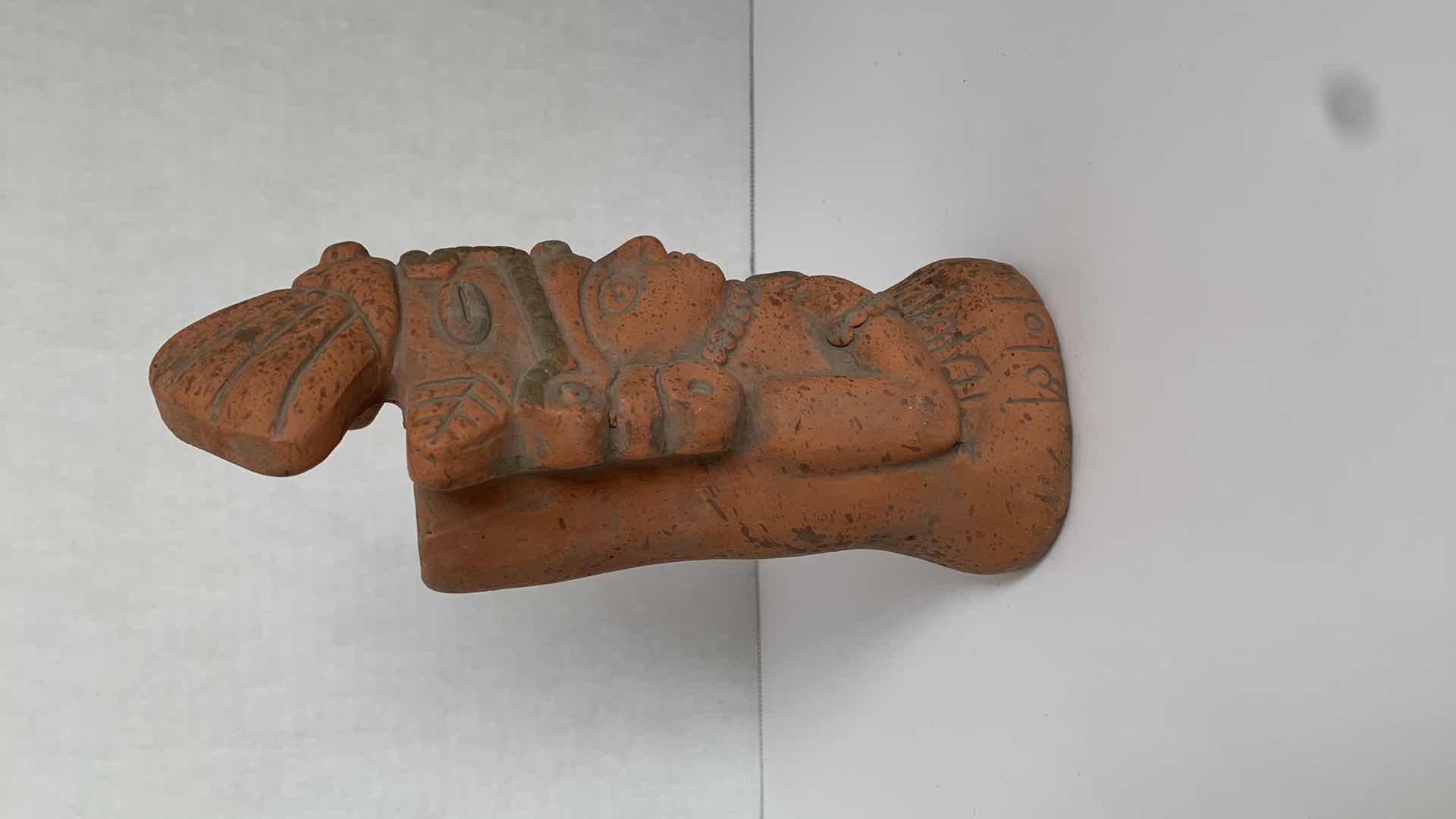 Photo 2 of REPLICA MESOAMERICAN CLAY STATUE 3” X 4” H 8”