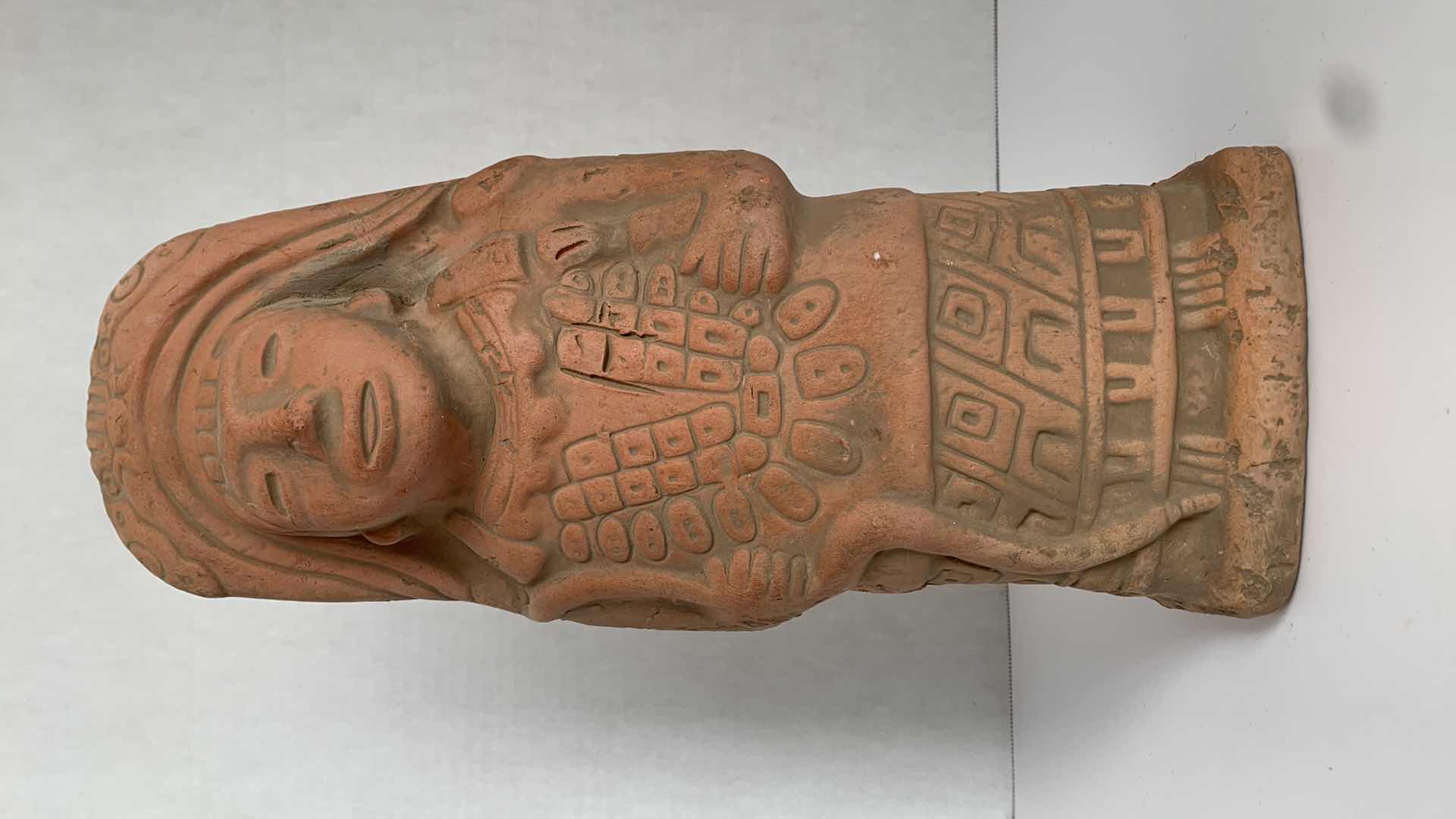 Photo 1 of REPLICA MESOAMERICAN CLAY STATUE 5” X 4” H 13”