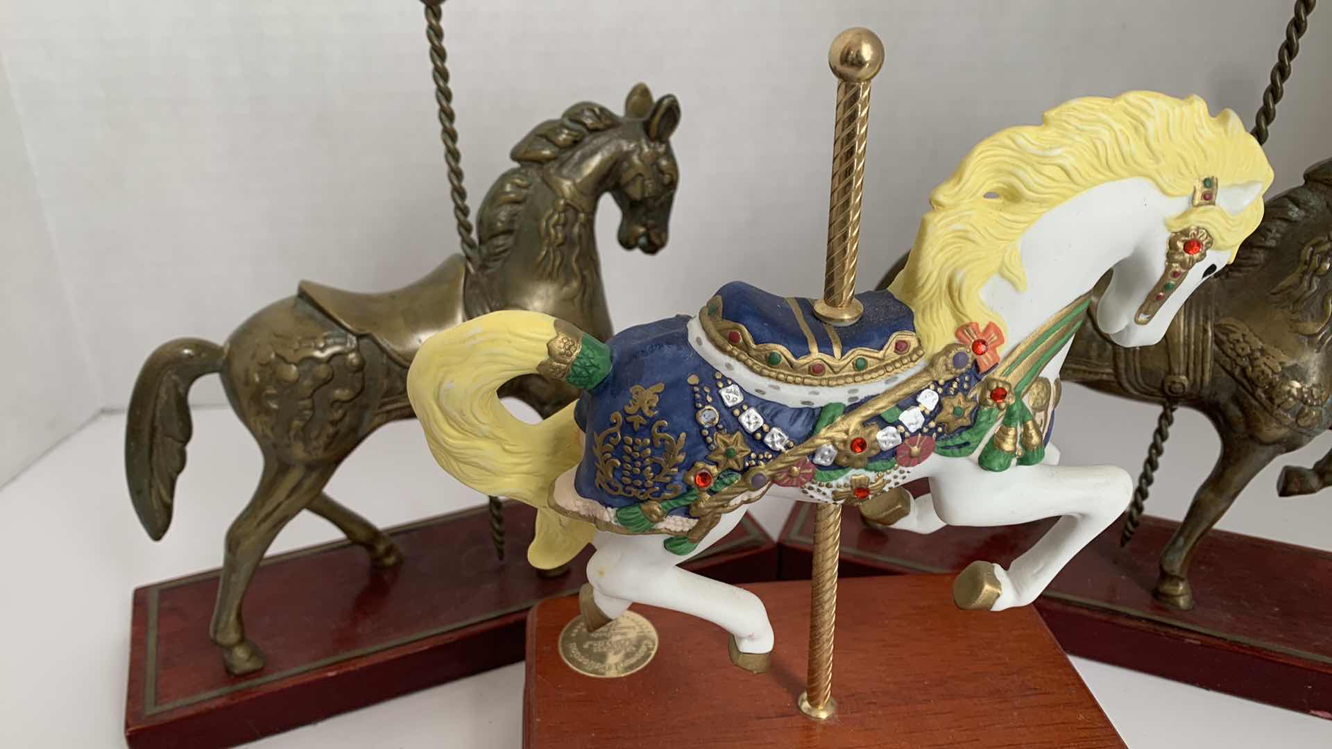 Photo 1 of (3) VINTAGE HERITAGE CAROUSEL HORSES 9” X 4” H 9”