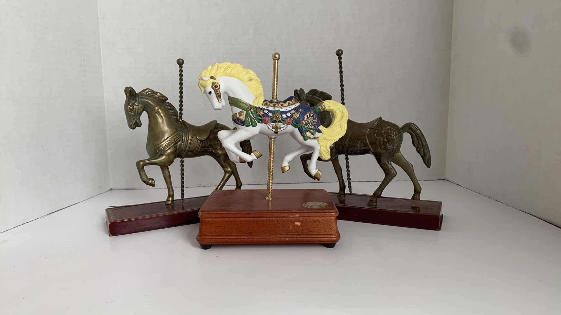 Photo 1 of (3) VINTAGE HERITAGE CAROUSEL HORSES 9” X 4” H 9”