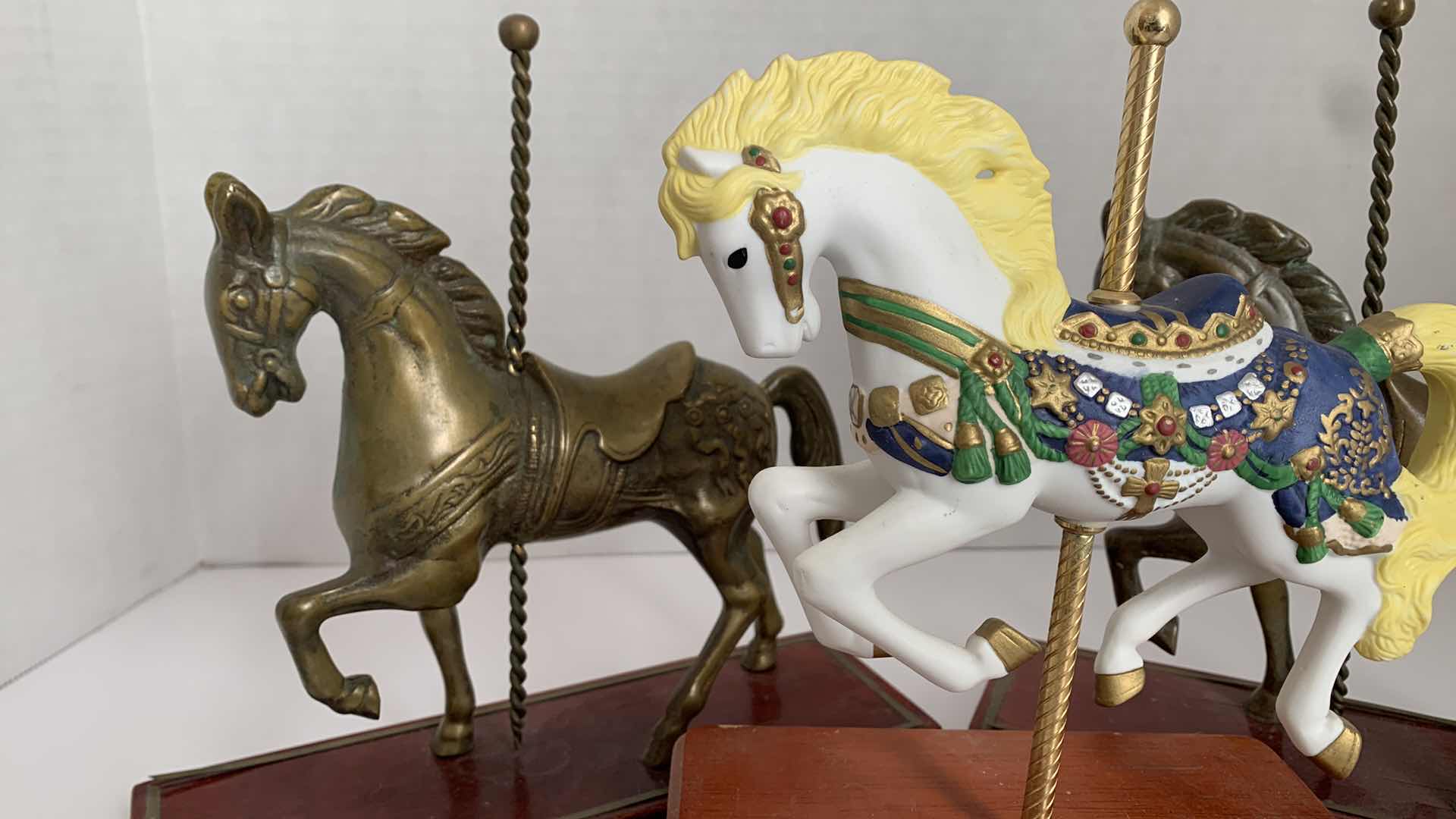Photo 1 of (3) VINTAGE HERITAGE CAROUSEL HORSES 9” X 4” H 9”