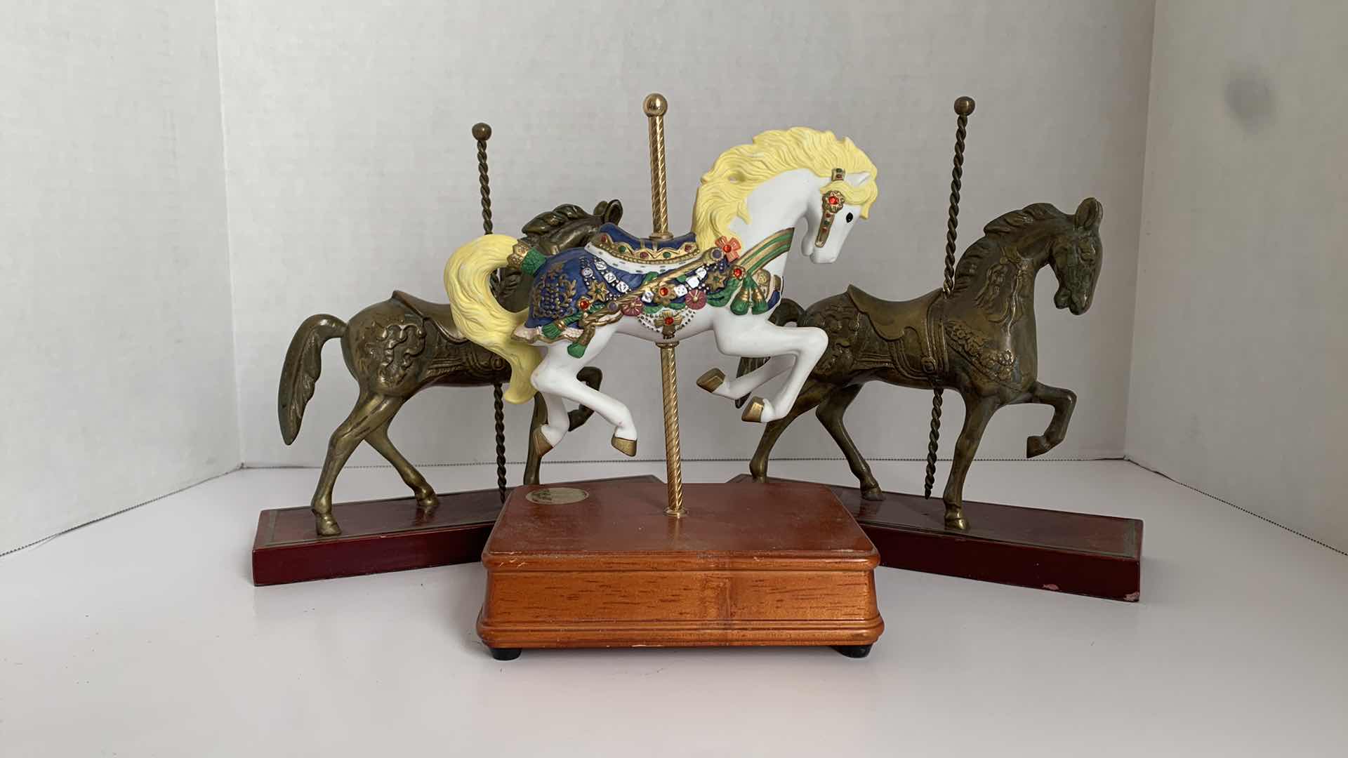 Photo 1 of (3) VINTAGE HERITAGE CAROUSEL HORSES 9” X 4” H 9”