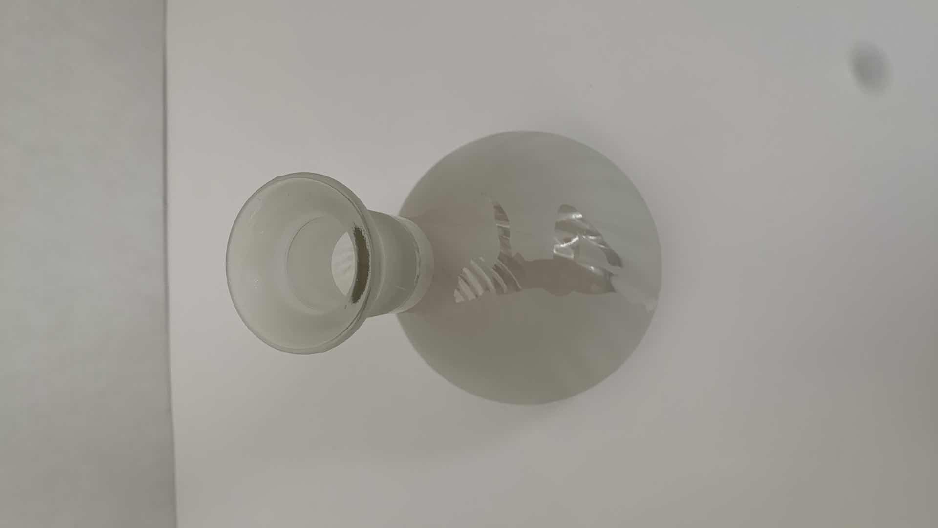 Photo 1 of FROSTED GLASS VASE WITH WOMAN FIGURE 6” X 6” H 9”