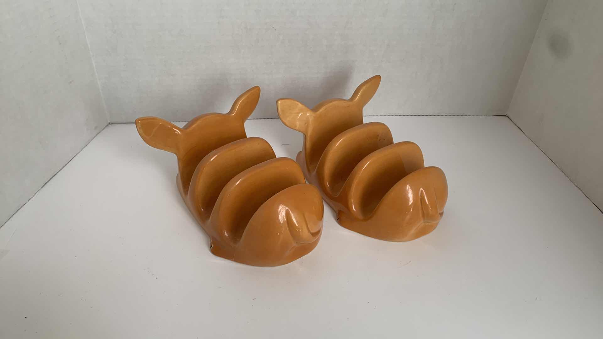 View 4 of SET OF 2 CERAMIC CHIHUAHUA TACO HOLDER STAND 5” X 8” H 5”
