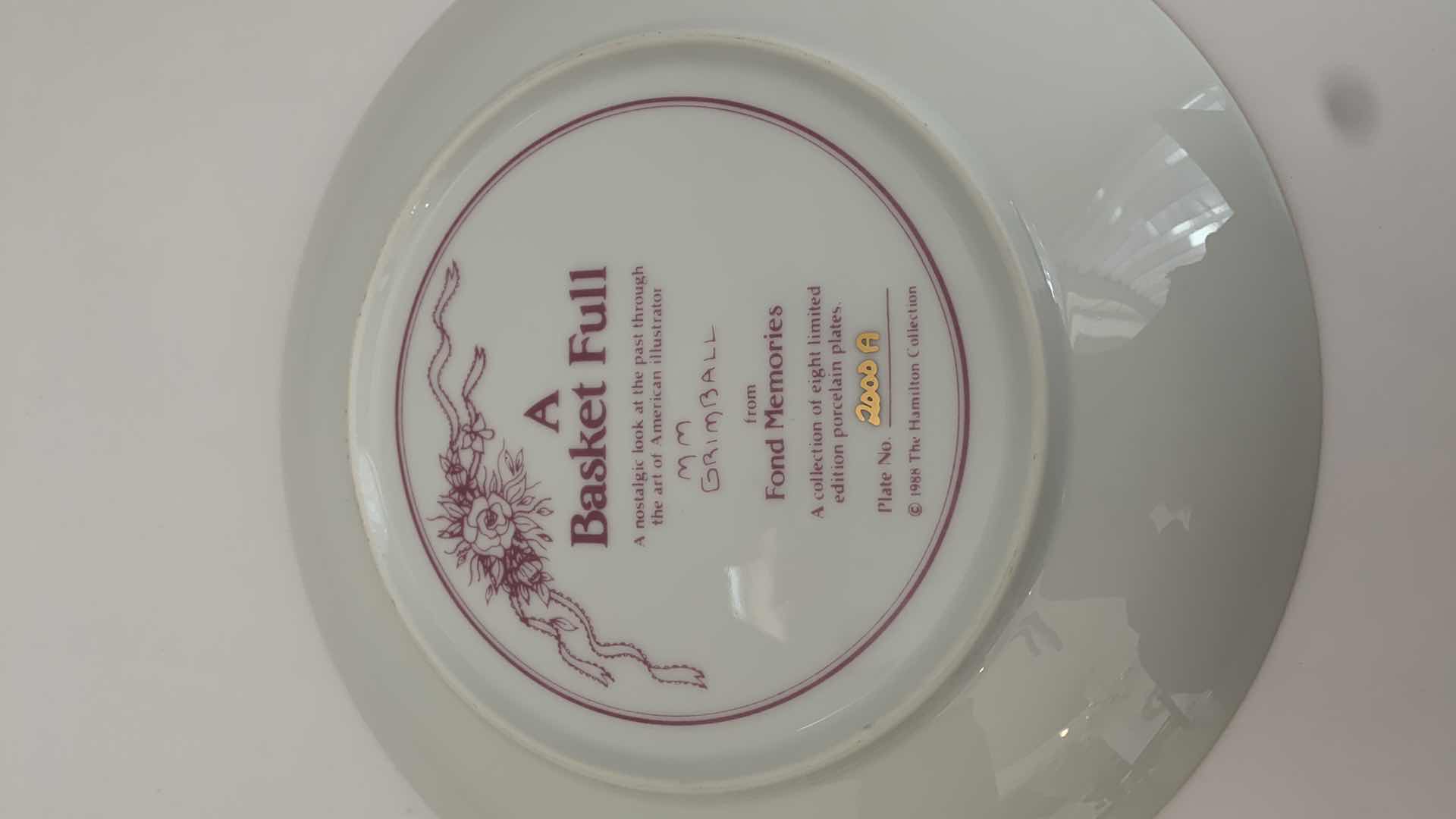 Photo 3 of MM GRIMBALL “A BASKET FULL” PLATE 9” WIDE