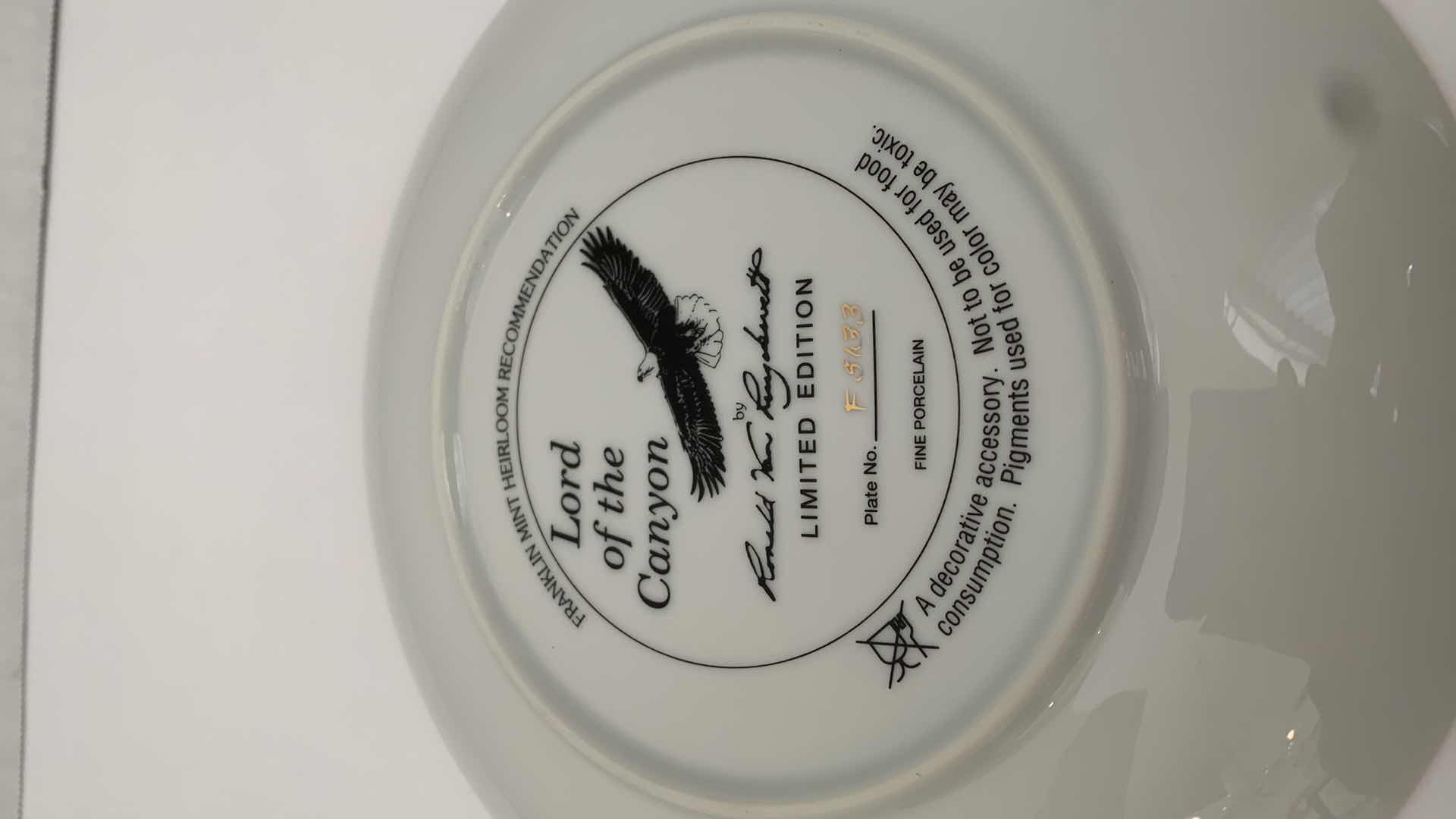 Photo 1 of RONALD VAN RUYCKEVELT “LORD OF THE CANYON” PLATE 8” WIDE