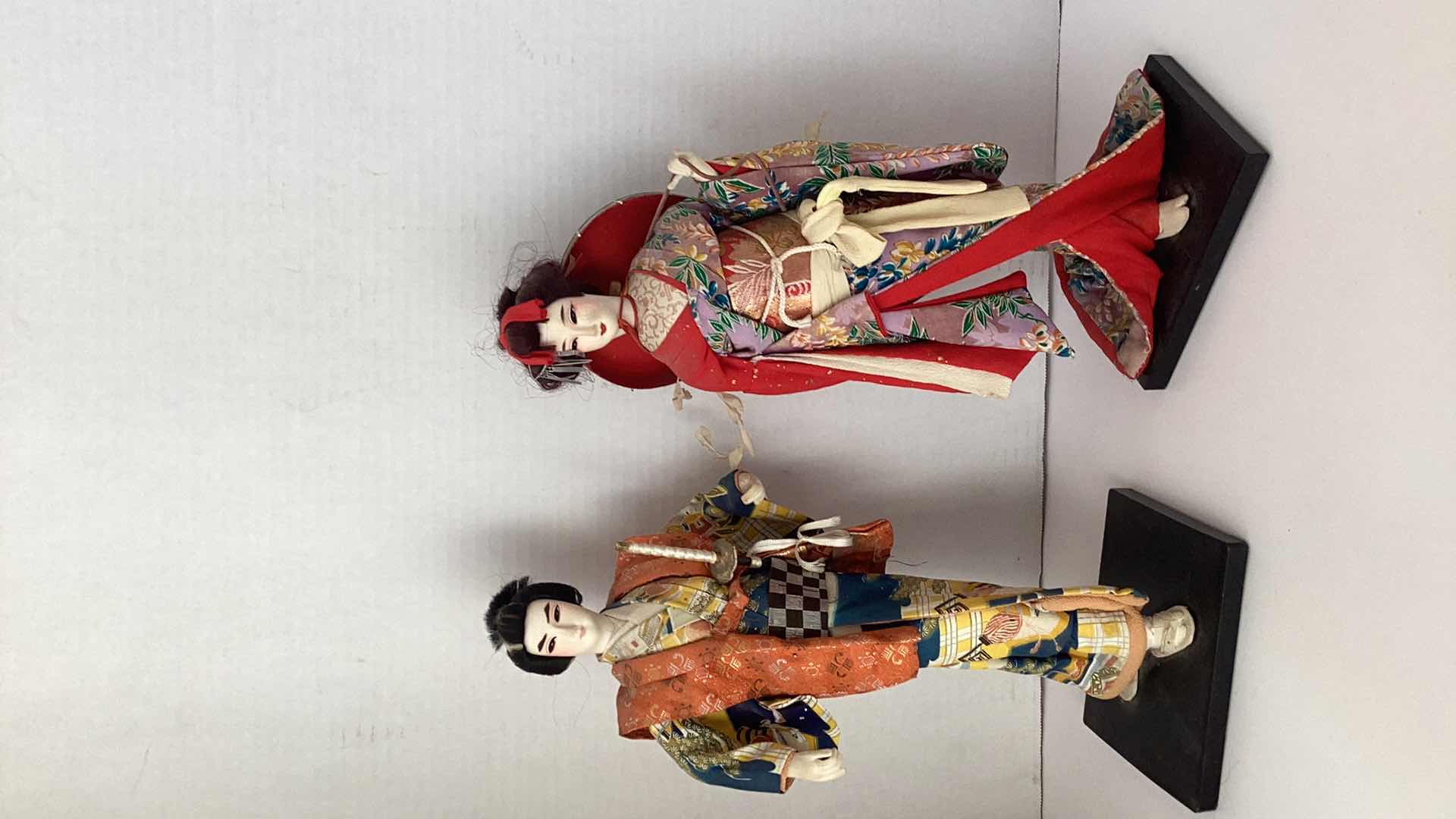 Photo 1 of TWO VINTAGE JAPANESE DOLLS IN KIMONOS 15” TALL