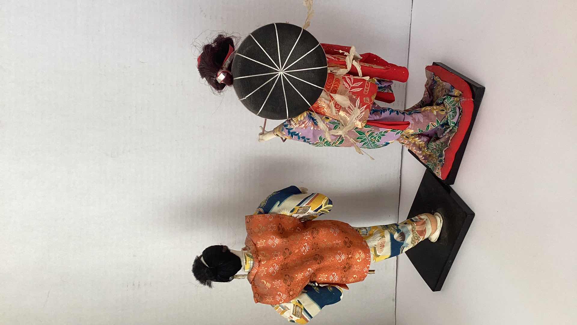 Photo 1 of TWO VINTAGE JAPANESE DOLLS IN KIMONOS 15” TALL
