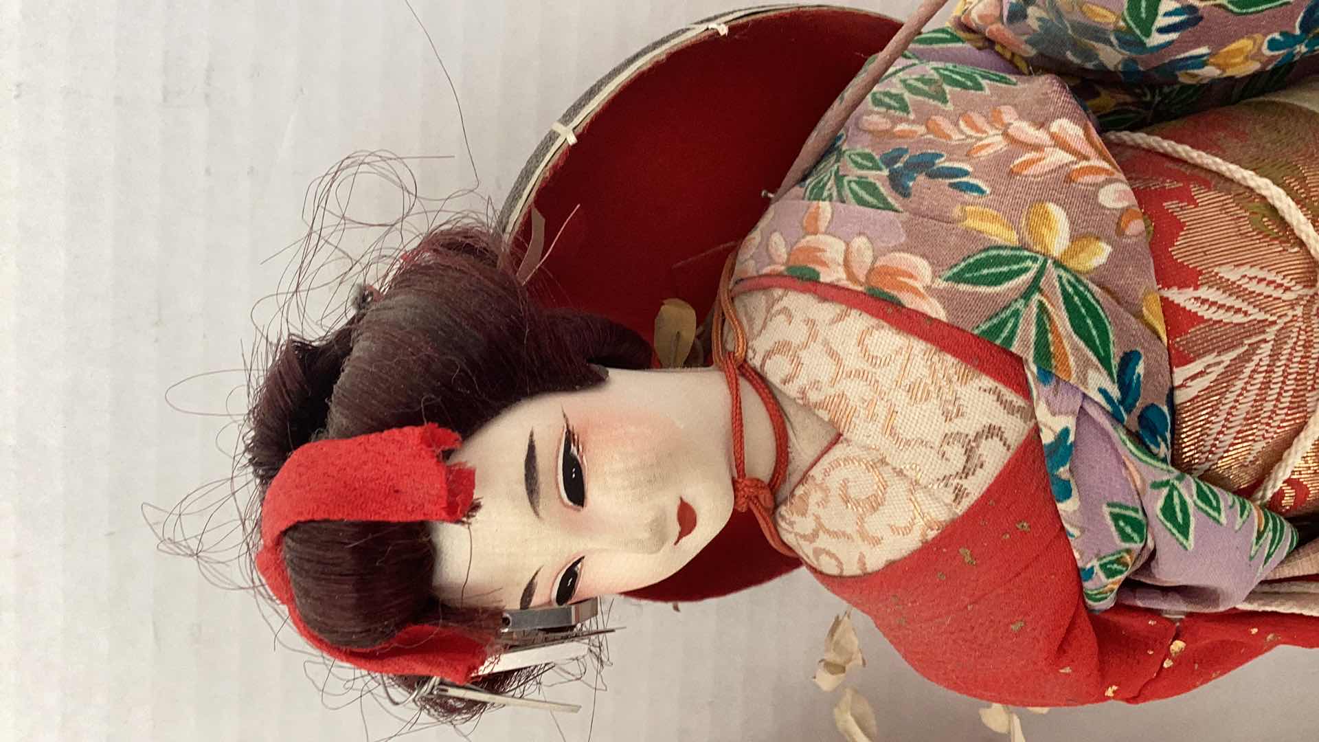 Photo 3 of TWO VINTAGE JAPANESE DOLLS IN KIMONOS 15” TALL