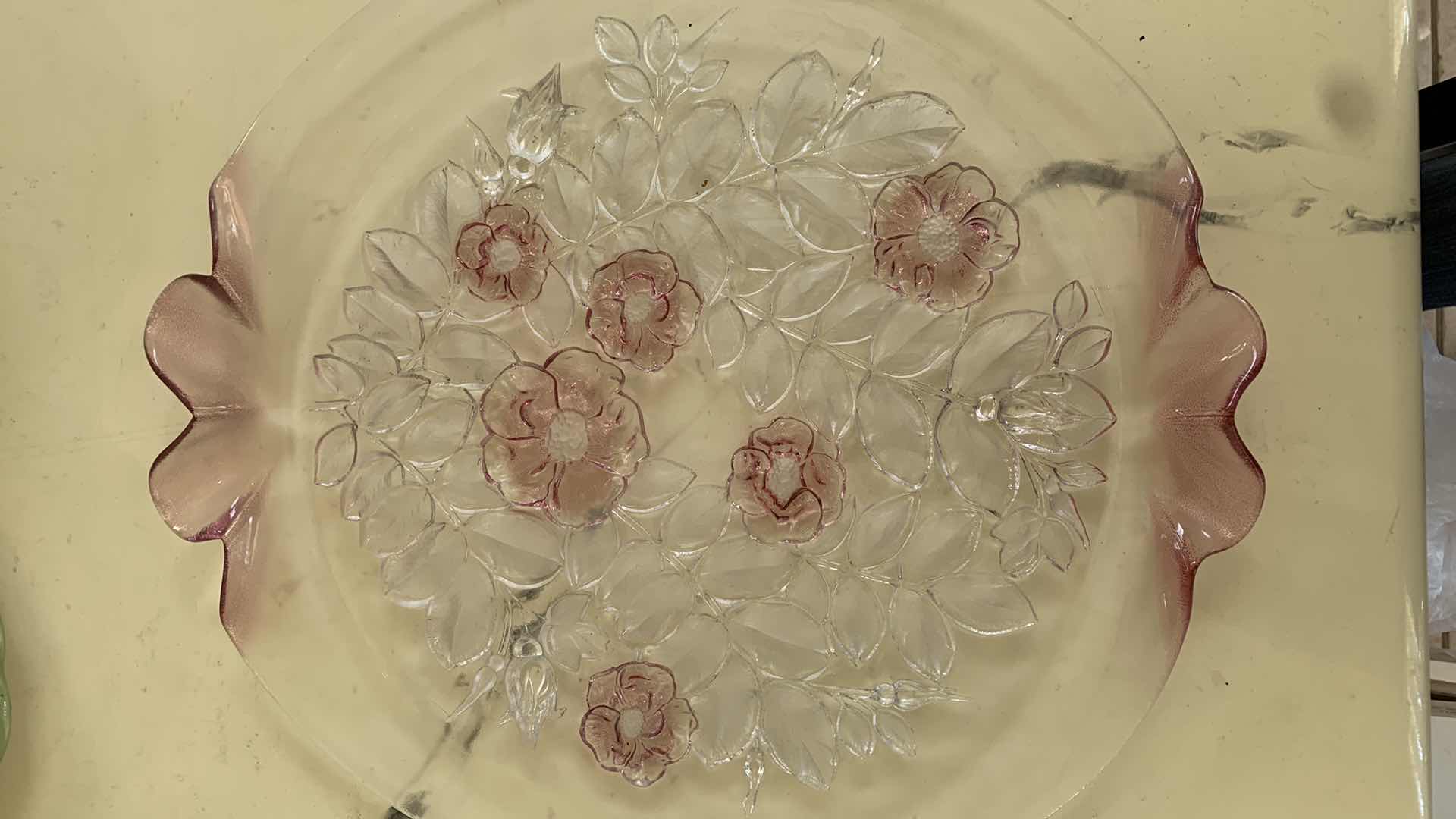 Photo 1 of SET OF 3 GLASSWARE PLATES LARGEST 13” WIDE