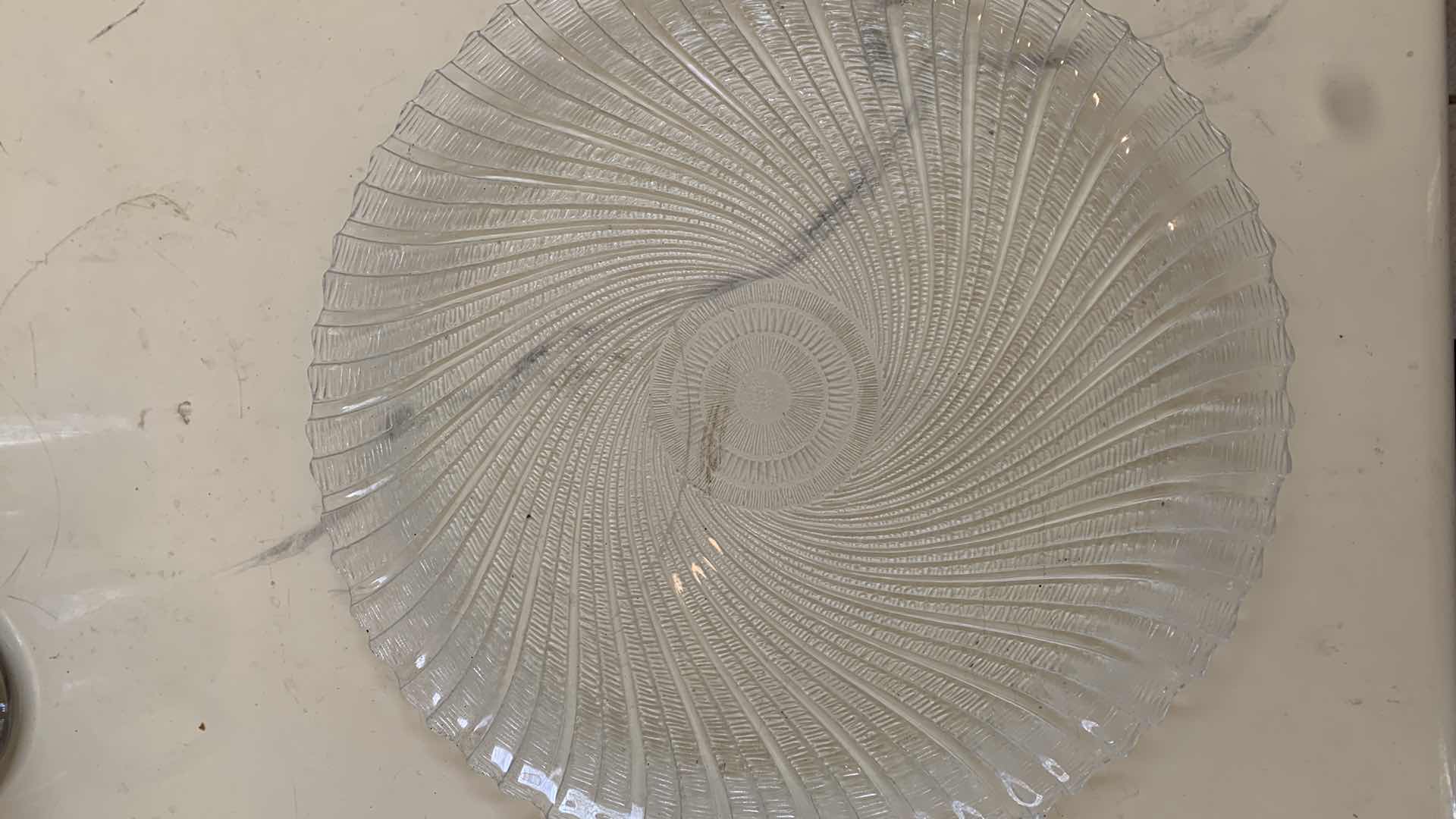 Photo 1 of SET OF 3 GLASSWARE PLATES LARGEST 13” WIDE