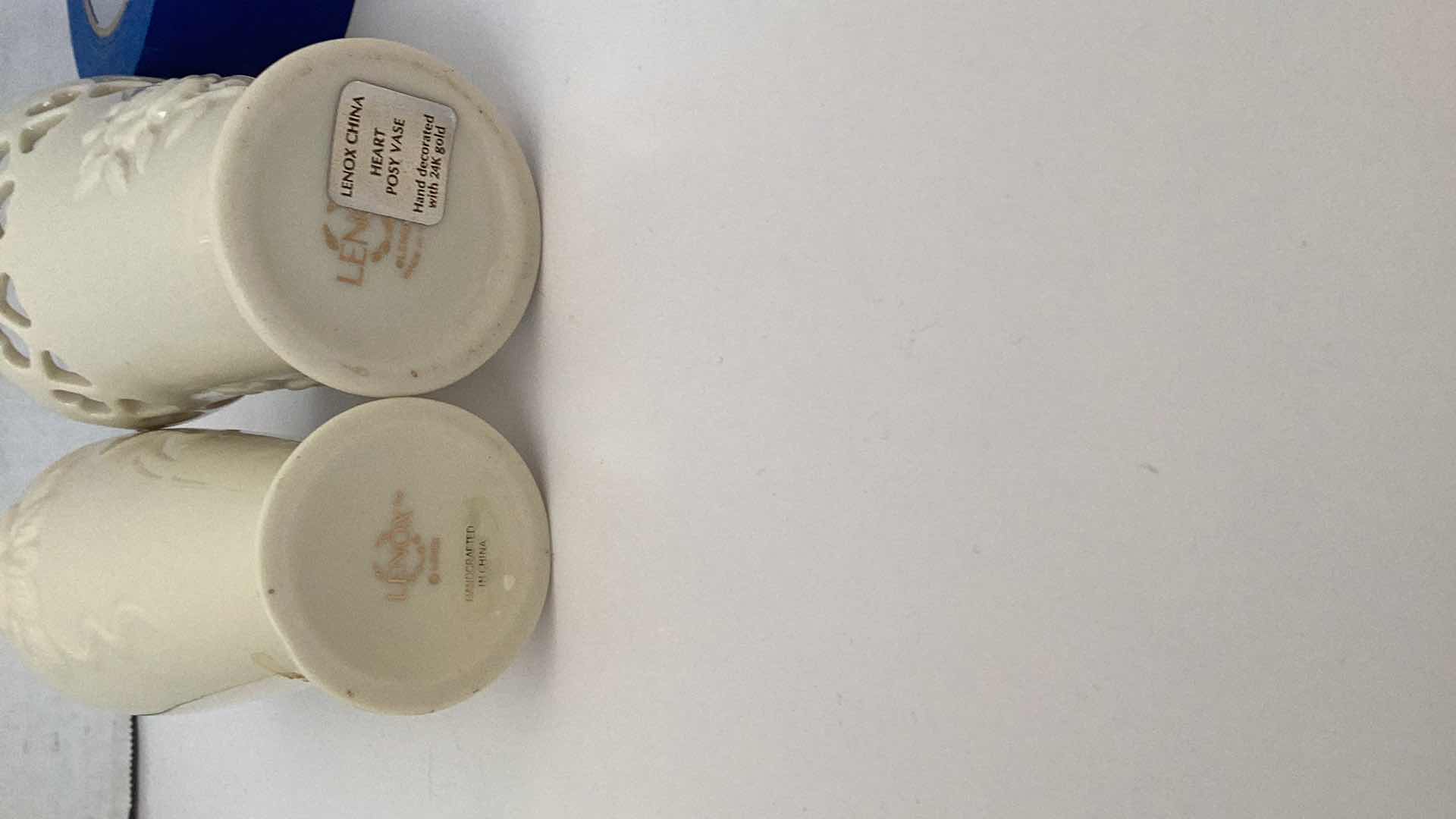 Photo 3 of LENOX CHINA SET OF TWO HEART POSY VASE HAND PAINTED WITH 24K GOLD 2 1/2” X 4” RETAIL $25