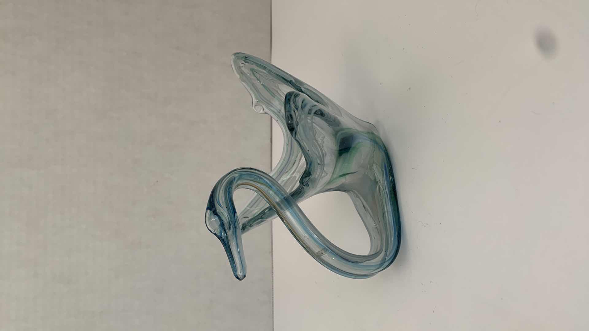 Photo 4 of MURANO BLUE GLASS SWAN RETAIL $75 6” X 7” H 5”