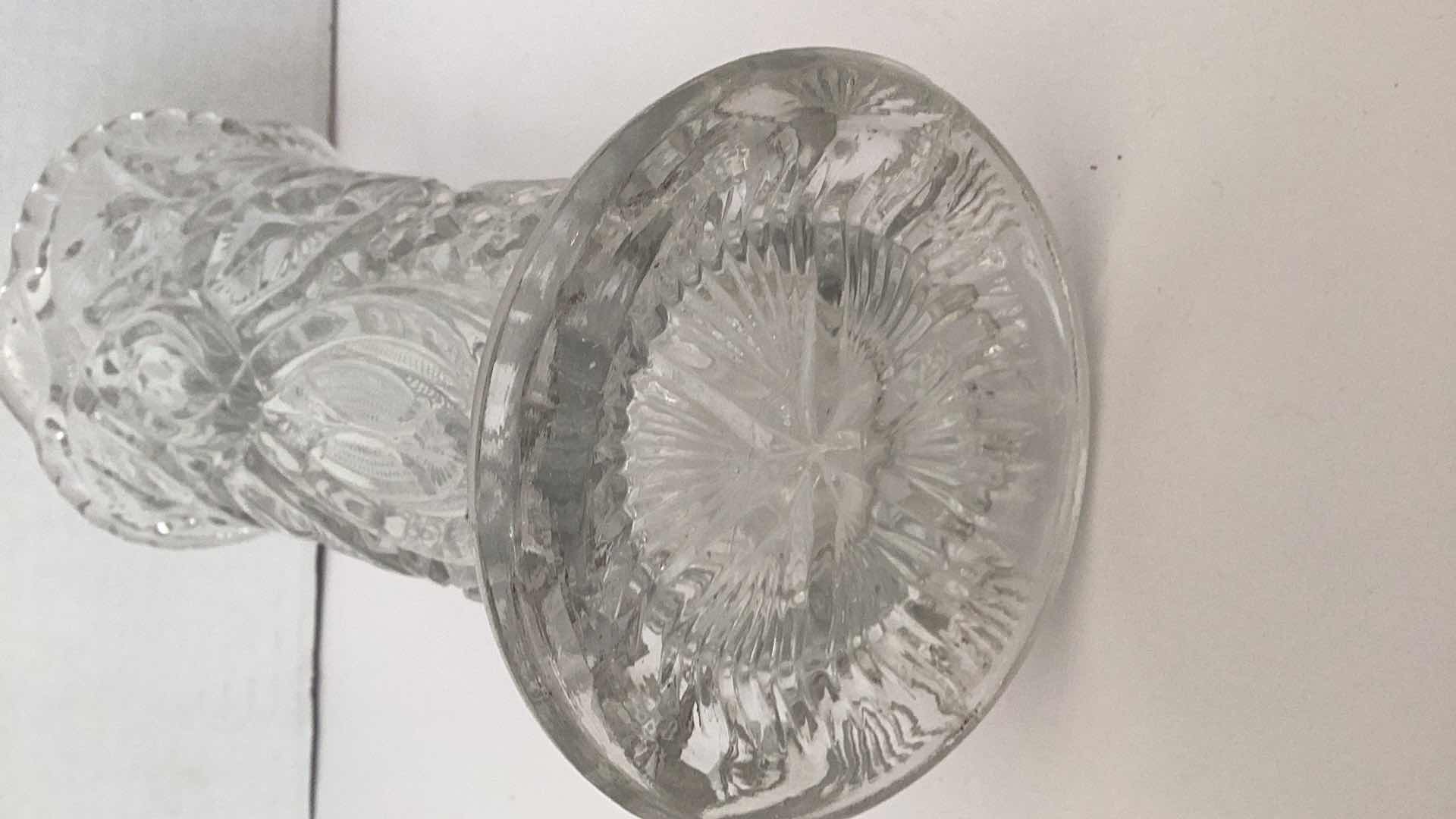 Photo 1 of LARGE CRYSTAL CUT VASE 4” X H 10”