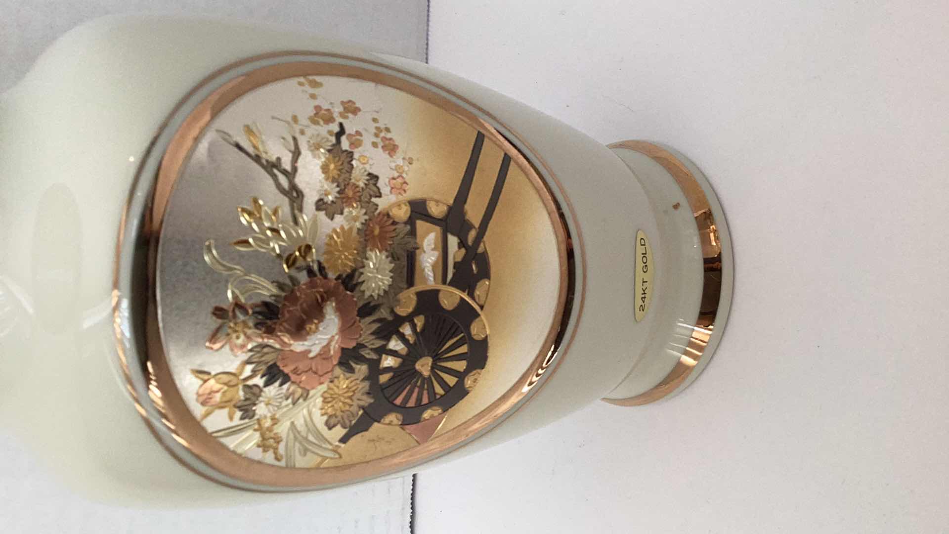 Photo 1 of LARGE CHOKIN 24K GOLD EMBOSSED VASE 10” TALL 