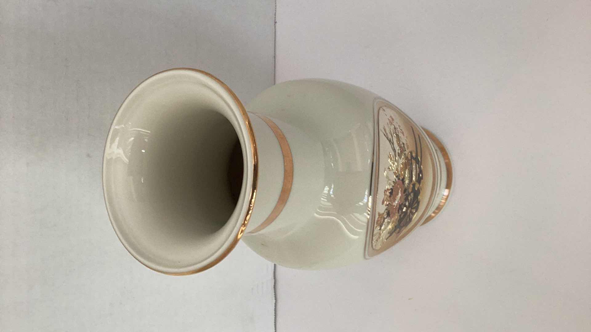 Photo 3 of LARGE CHOKIN 24K GOLD EMBOSSED VASE 10” TALL 