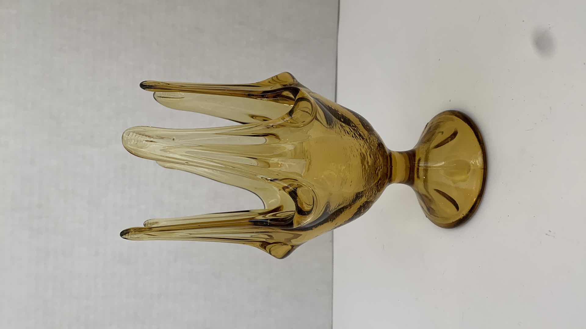 Photo 2 of SET OF 2 VINTAGE AMBER GLASSWARE PIECES, PITCHER AND VASE H 10”