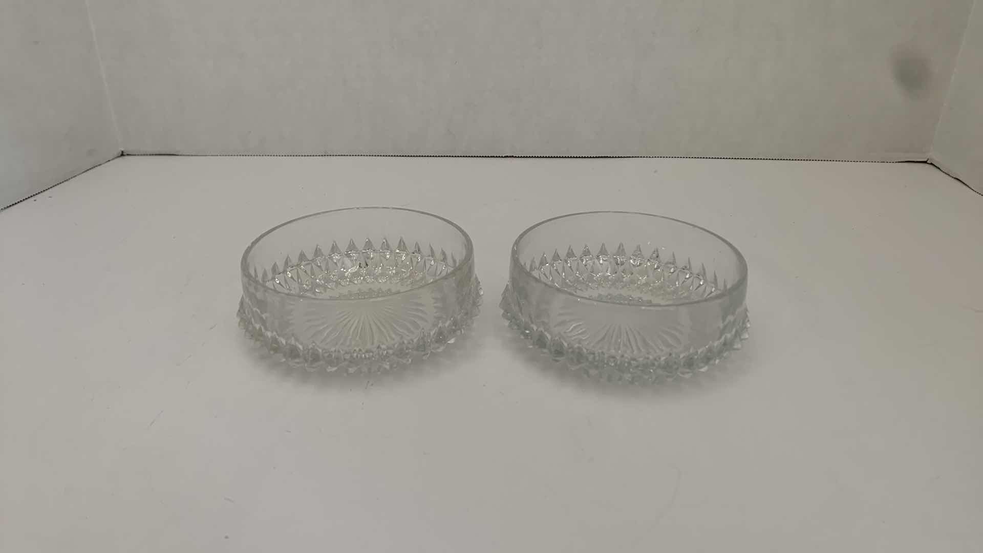 Photo 1 of SET OF 2 VINTAGE CUT CRYSTAL ASHTRAYS 4” X 4” H 2”