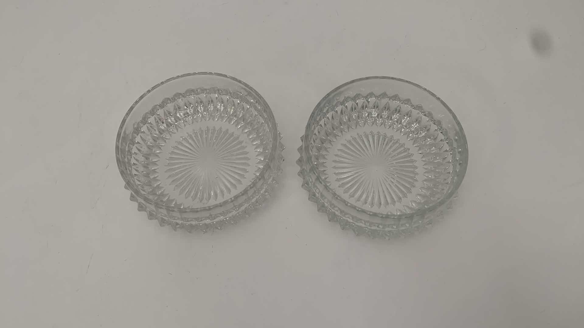 Photo 1 of SET OF 2 VINTAGE CUT CRYSTAL ASHTRAYS 4” X 4” H 2”