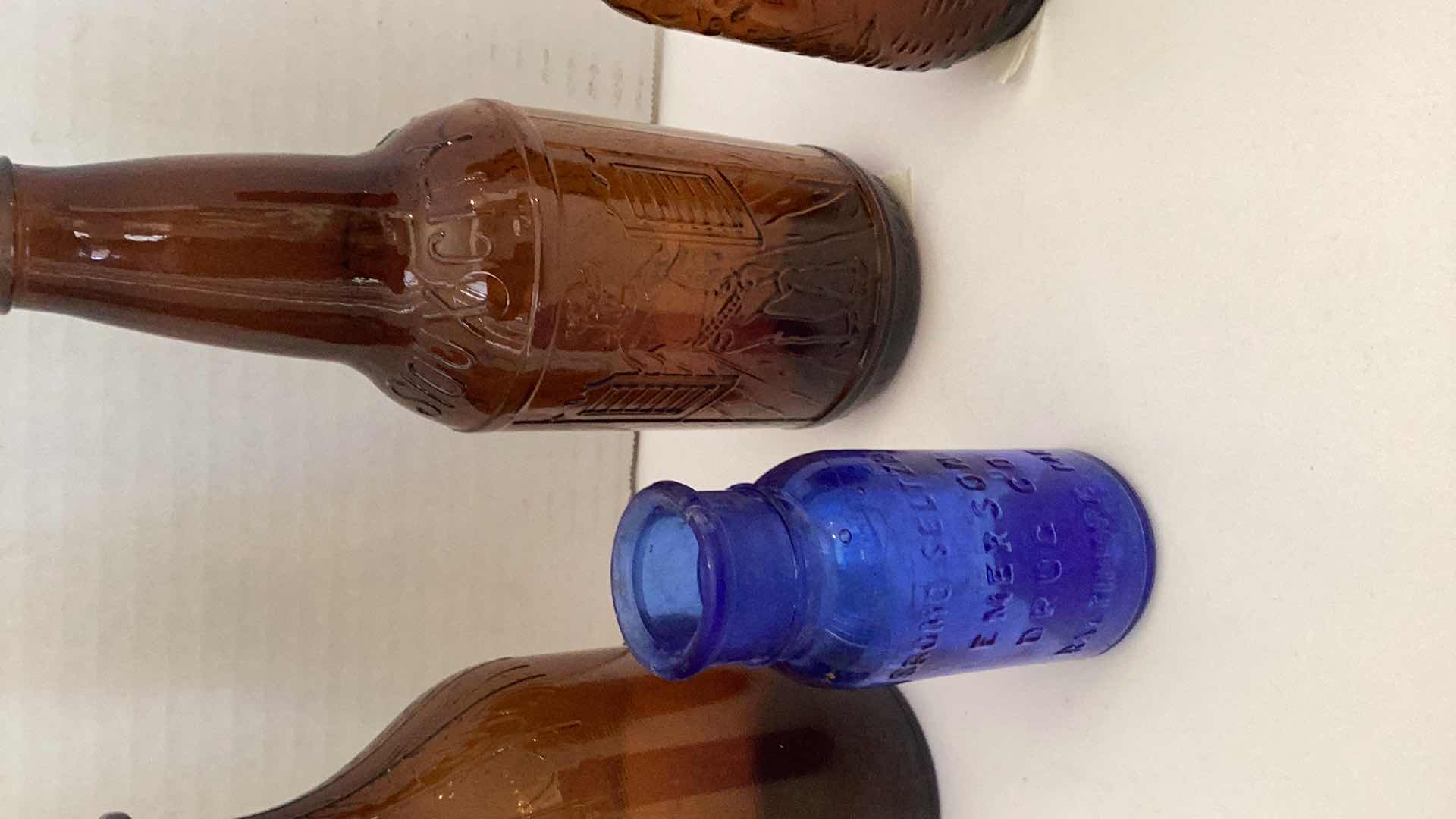 Photo 1 of FIVE VINTAGE GLASS BOTTLES