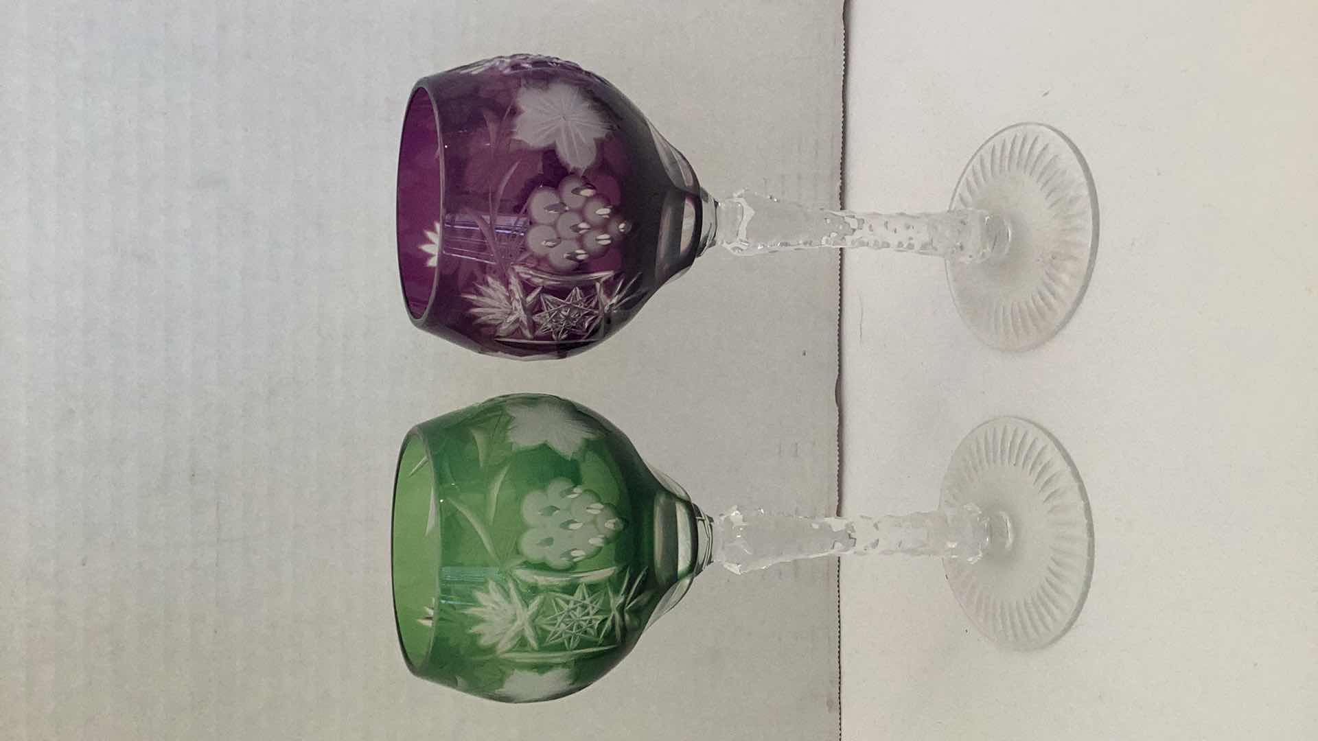 Photo 1 of RARE PAIR OF AJKA CRYSTAL WINE GOBLETS MADE IN HUNGARY 