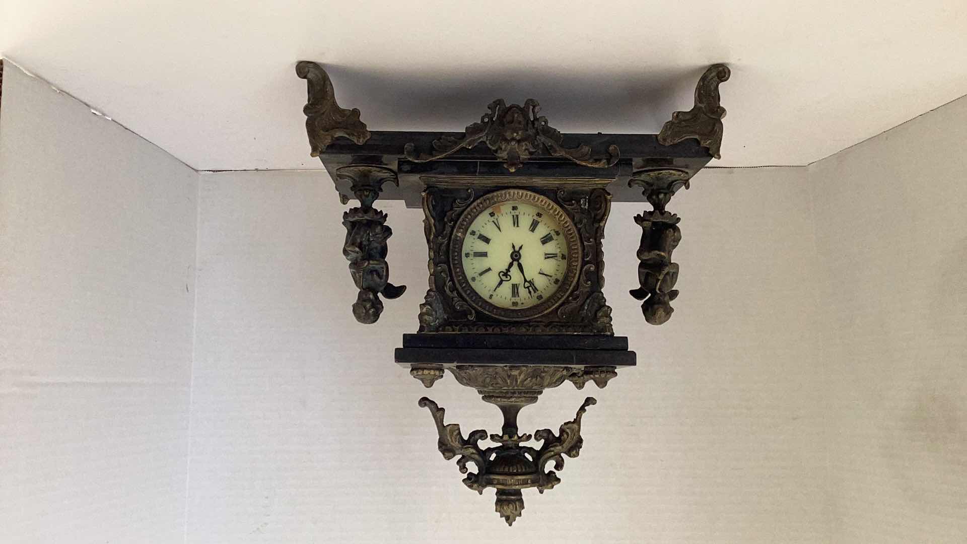 Photo 1 of ANTIQUE VERY HEAVY BRASS CLOCK NON-FUNCTIONAL