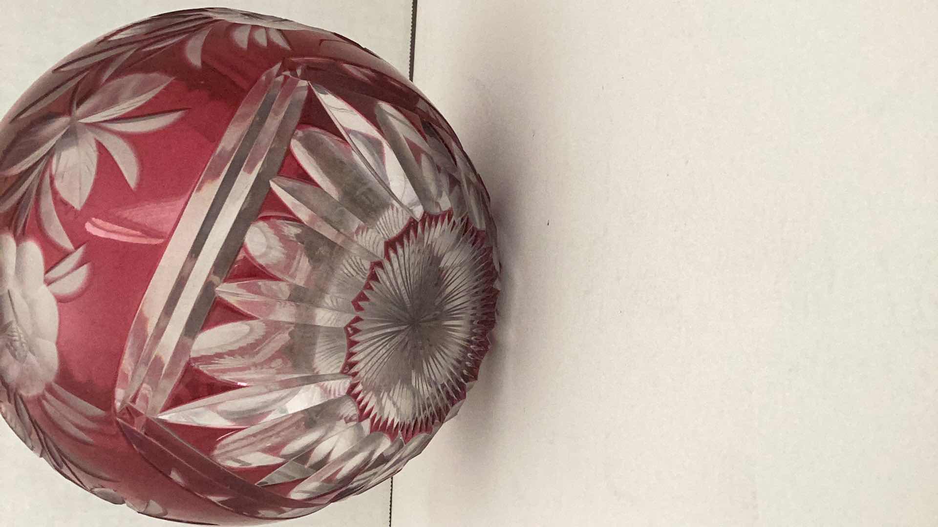 Photo 1 of LAUSITZER GERMANY CRANBERRY RUBY LEAD CRYSTAL BOWL 6” TALL