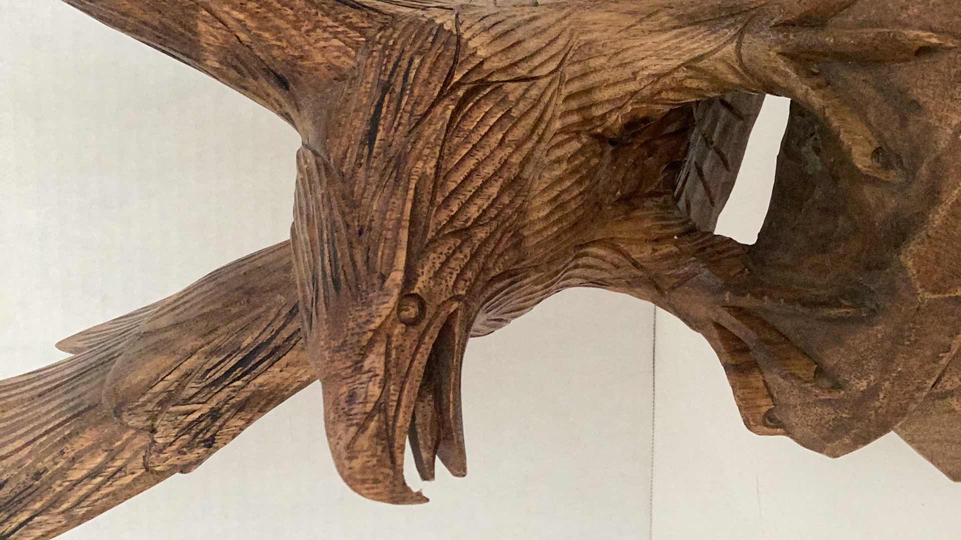 Photo 2 of HAND CARVED WOODEN EAGLE 8” X 8” H 14”