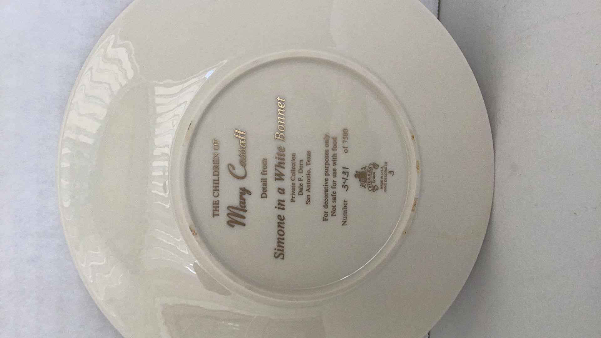 Photo 1 of MARY CASSATT “SIMONE IN WHITE BONNET” PICKARD FINE PORCELAIN COLLECTORS PLATE