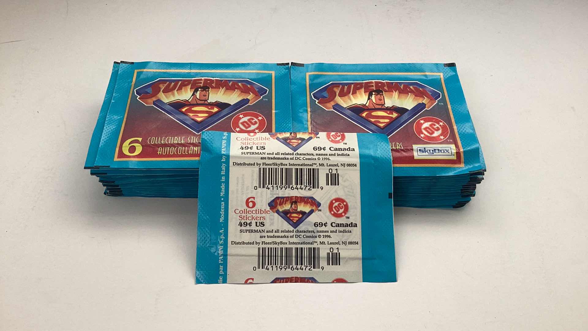 Photo 1 of SET OF 45 1996 COLLECTIBLE DC SUPERMAN STICKERS