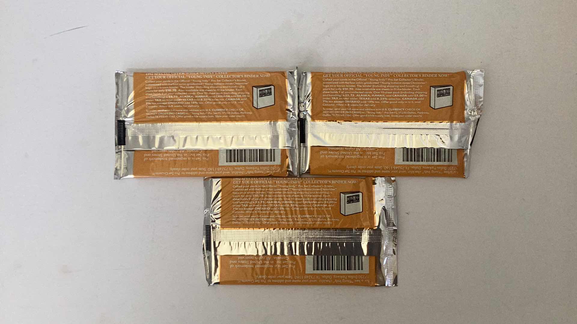 Photo 1 of SET OF 3 PRO SET 1992 THE YOUNG INDIANA JONES CHRONICLES CARD PACK