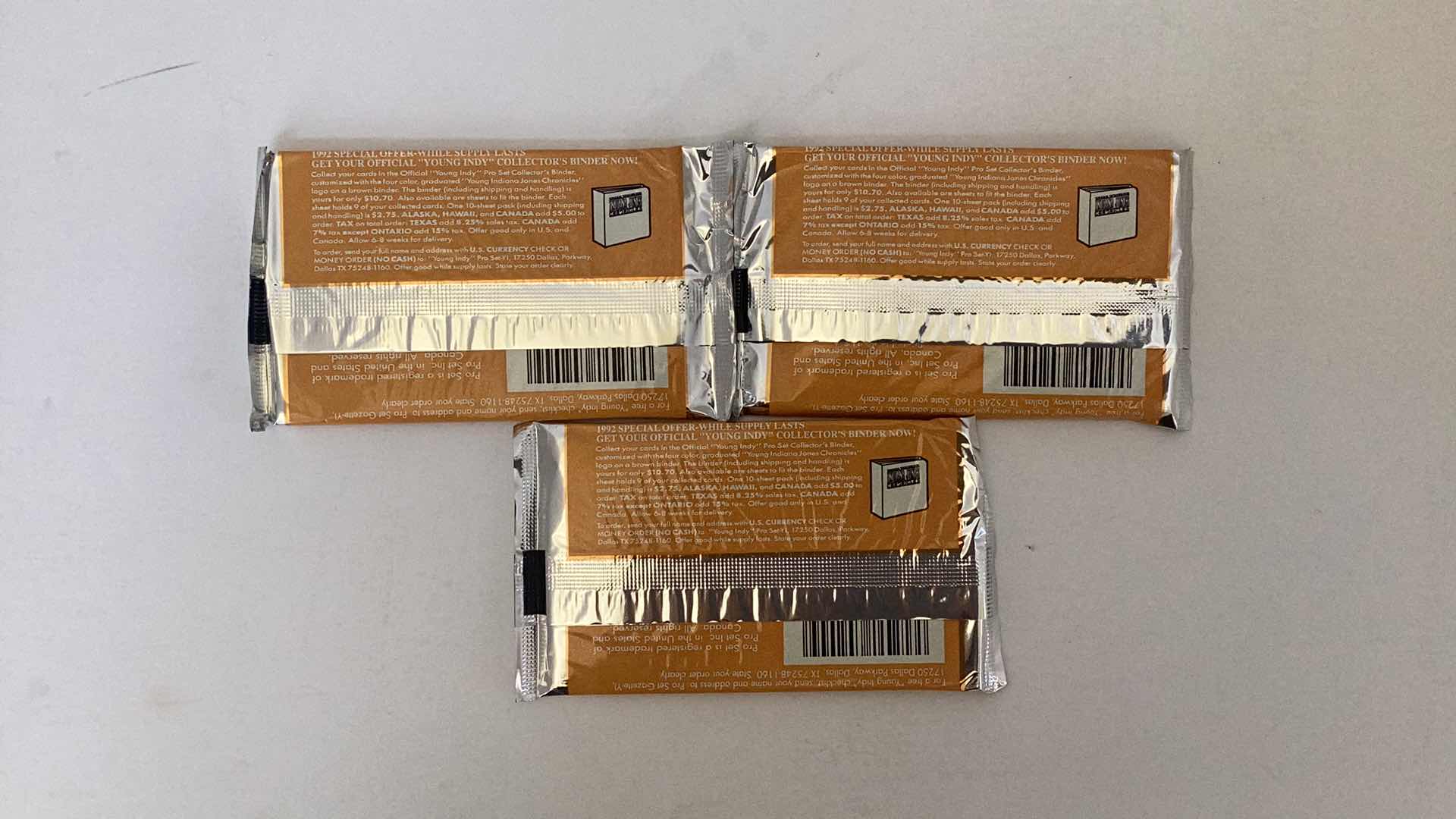 Photo 1 of SET OF 3 PRO SET 1992 THE YOUNG INDIANA JONES CHRONICLES CARD PACK