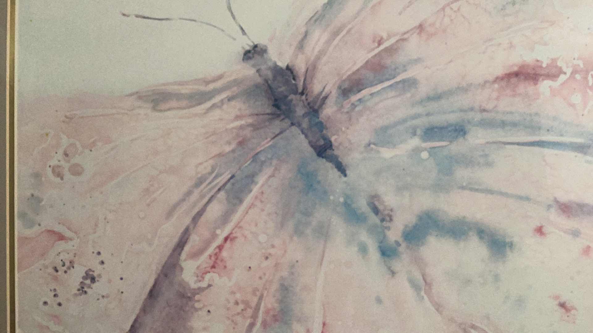 Photo 4 of GOLD FRAMED DOUBLE MATTED SIGNED ARTWORK, BUTTERFLY