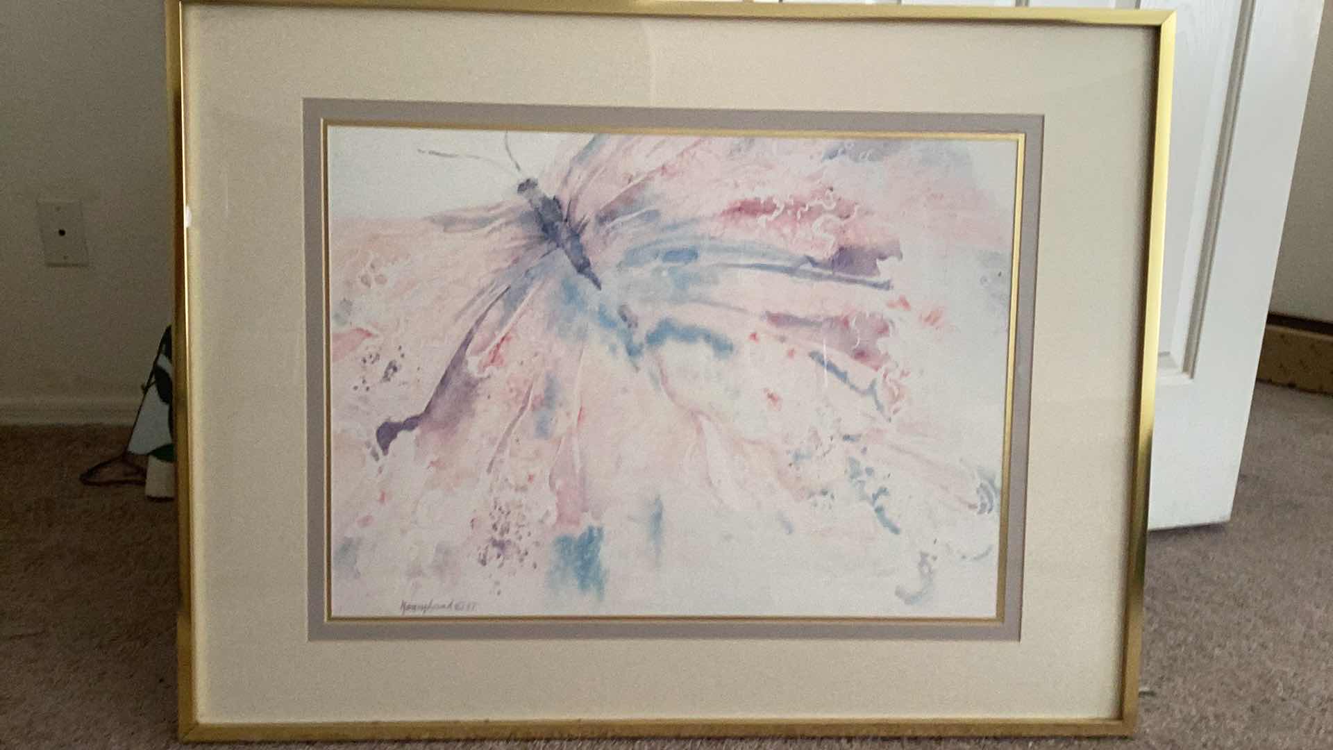 Photo 7 of GOLD FRAMED DOUBLE MATTED SIGNED ARTWORK, BUTTERFLY