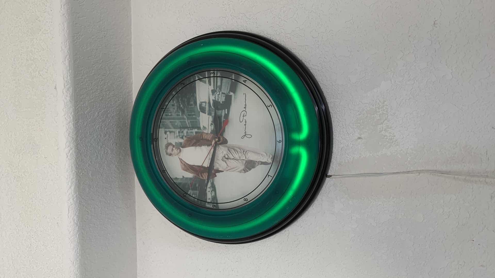 Photo 5 of COLLECTIBLE VINTAGE JAMES DEAN LIGHT UP CLOCK, 25” ROUND