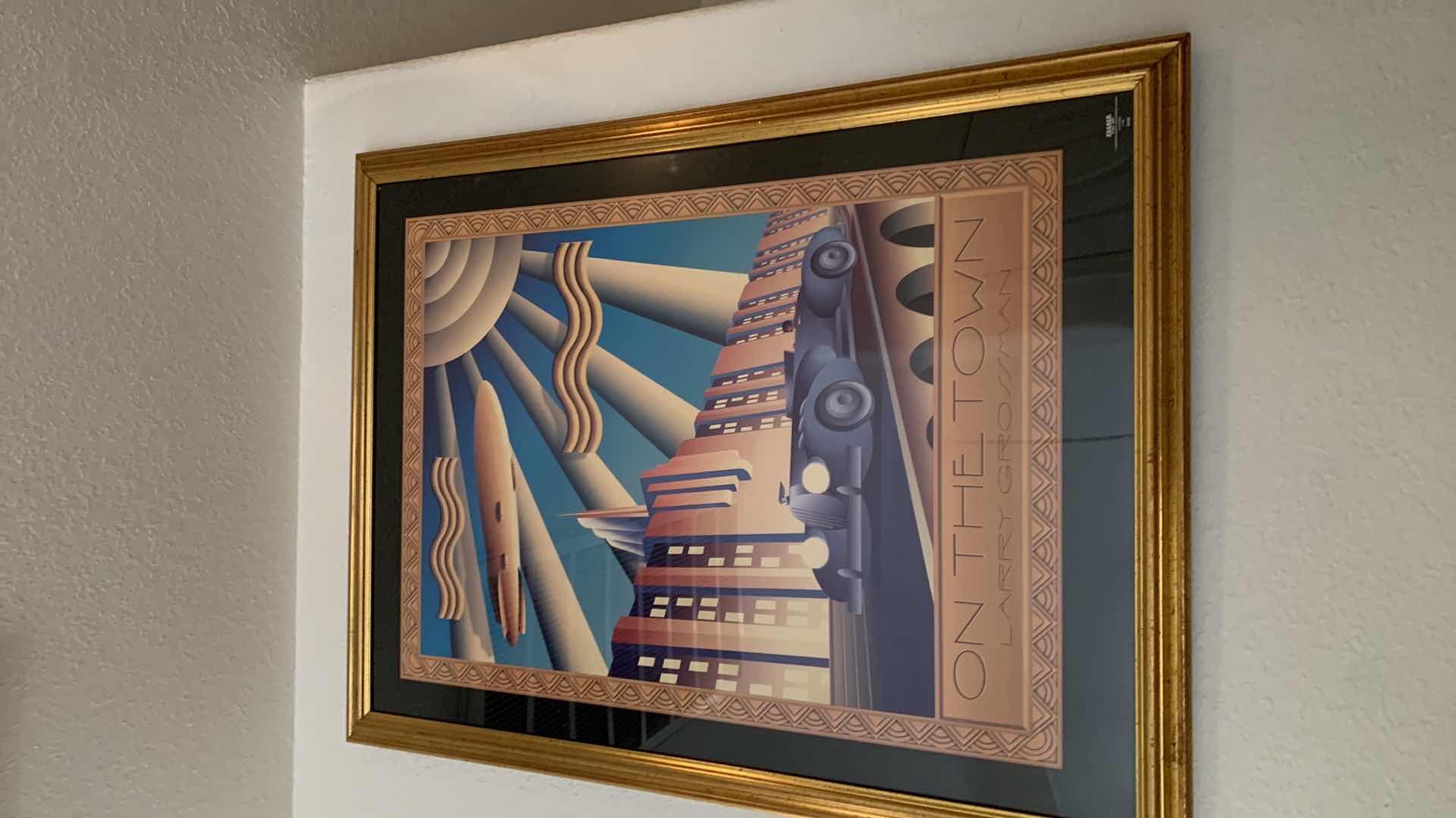 Photo 1 of GOLD FRAMED ARTWORK, ON THE TOWN, LARRY GROSSMAN 27” x 35”