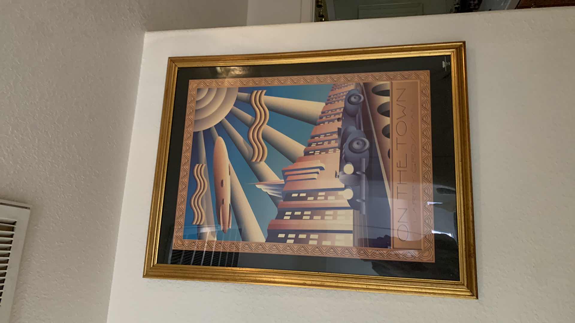 Photo 1 of GOLD FRAMED ARTWORK, ON THE TOWN, LARRY GROSSMAN 27” x 35”