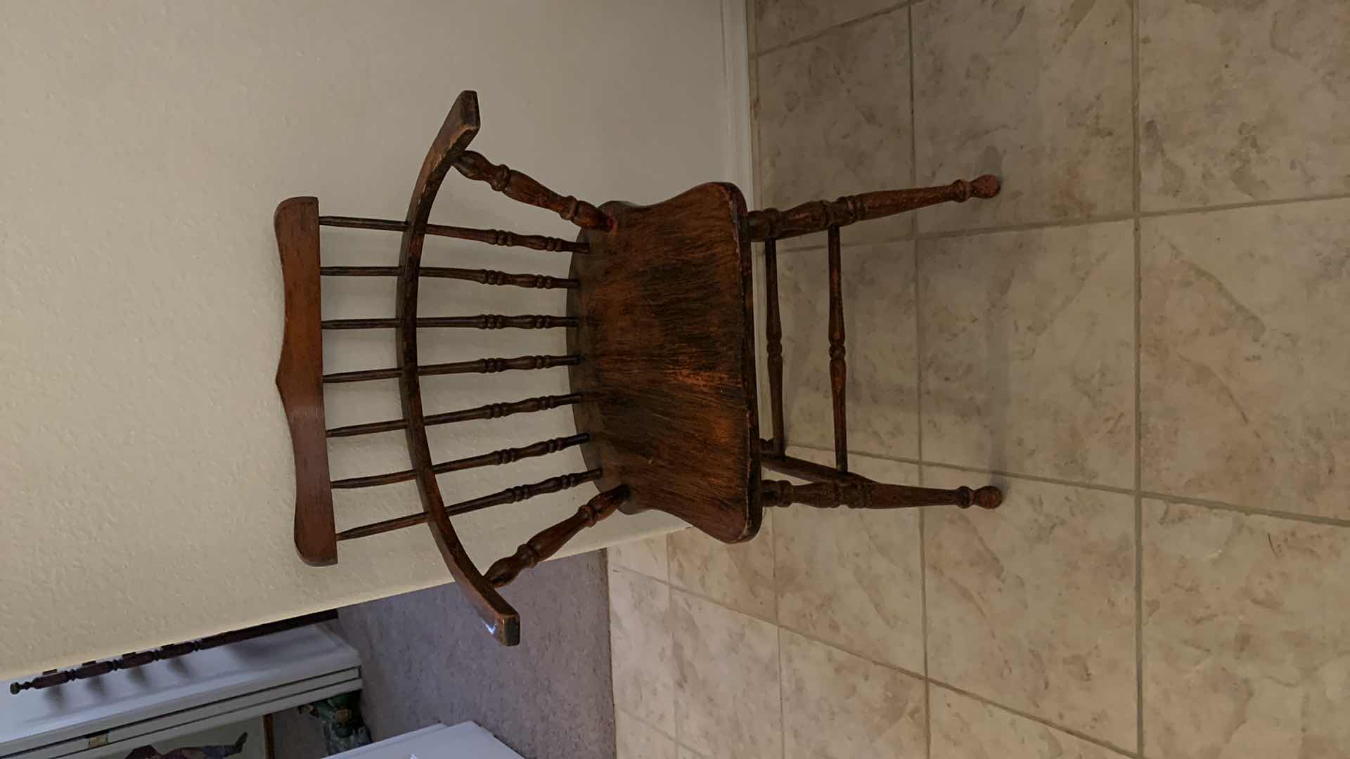 Photo 6 of ANTIQUE WOOD OCCASIONAL CHAIR 25” x 20” x H34”