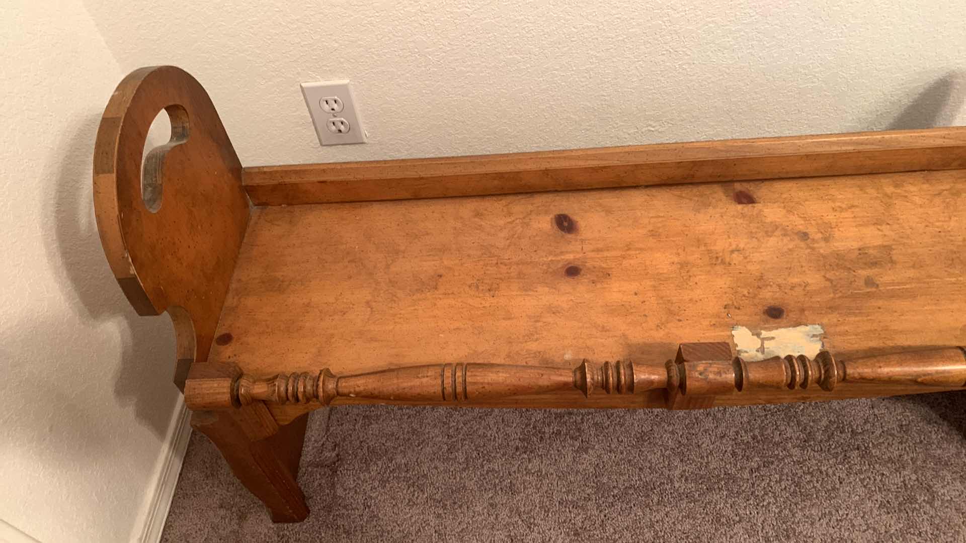 Photo 3 of ANTIQUE 19th CENTURY MAPLE BENCH/ SHELF 42” x 13” x H24”