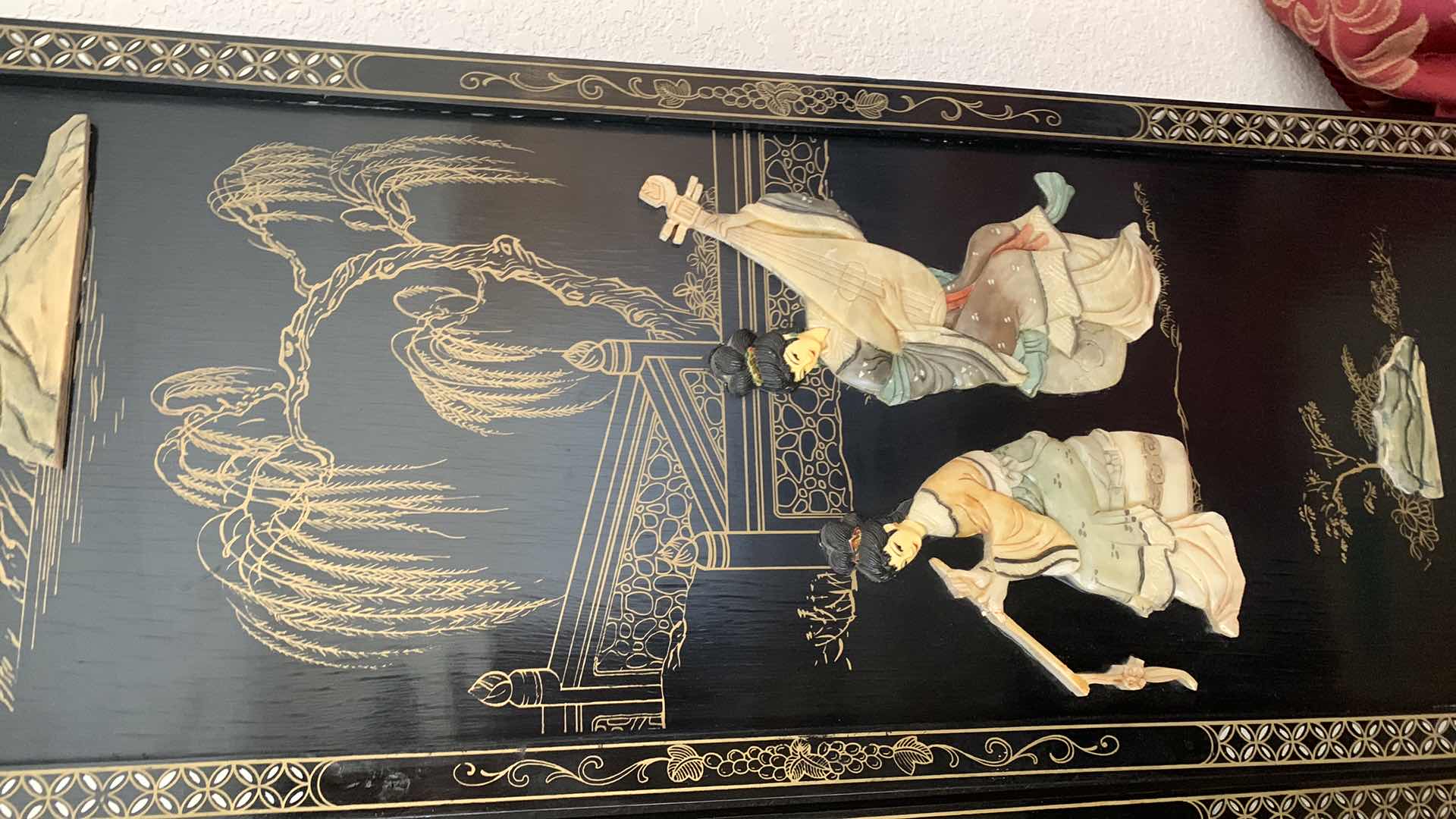 Photo 1 of ARTWORK 2 ASIAN PANELS, WOOD AND LACQUER/ENAMEL. 12” x 36”