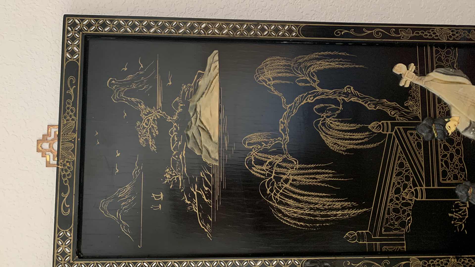 Photo 1 of ARTWORK 2 ASIAN PANELS, WOOD AND LACQUER/ENAMEL. 12” x 36”