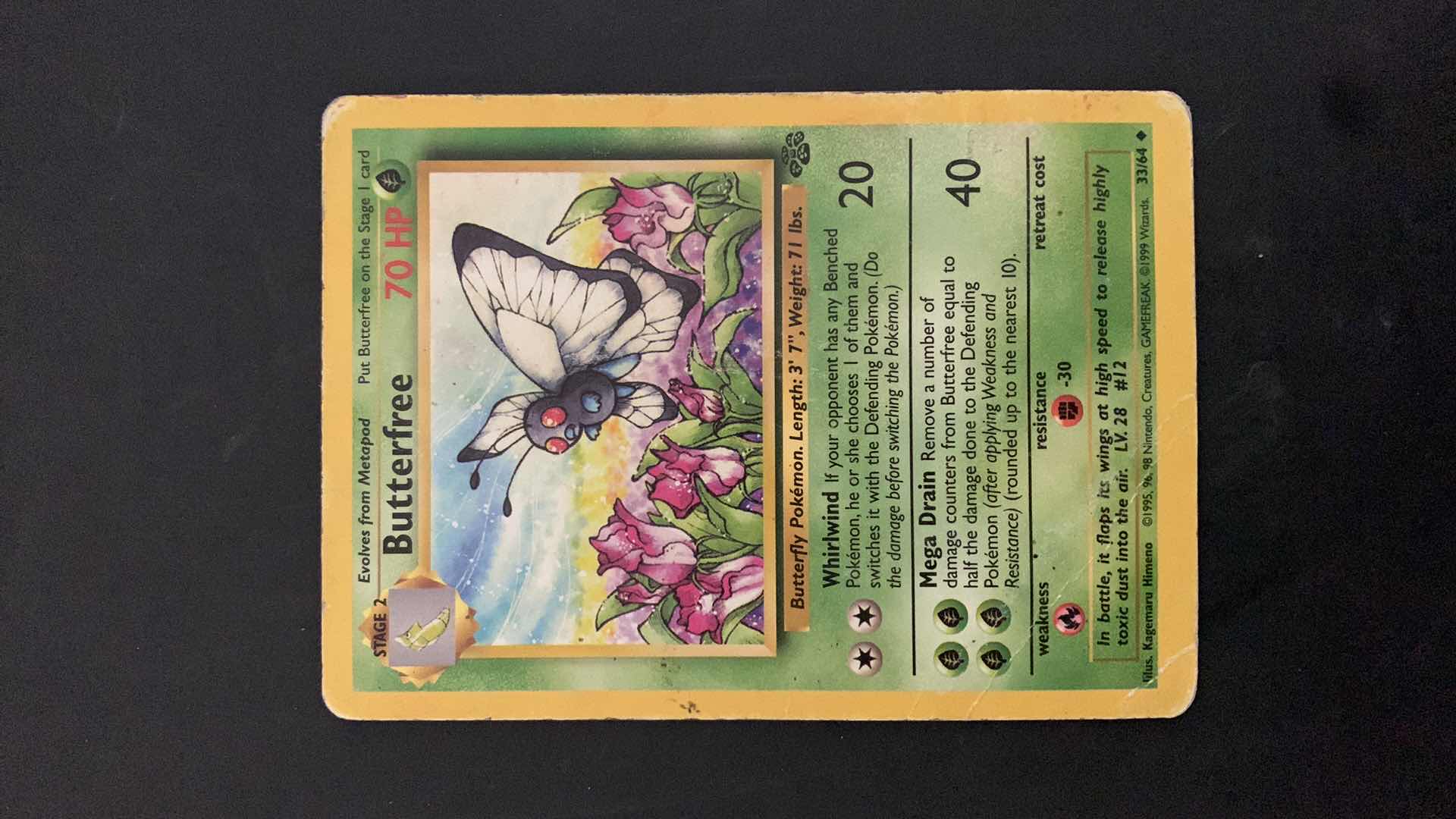 Photo 1 of 1995 BUTTERFREE POKEMON CARD