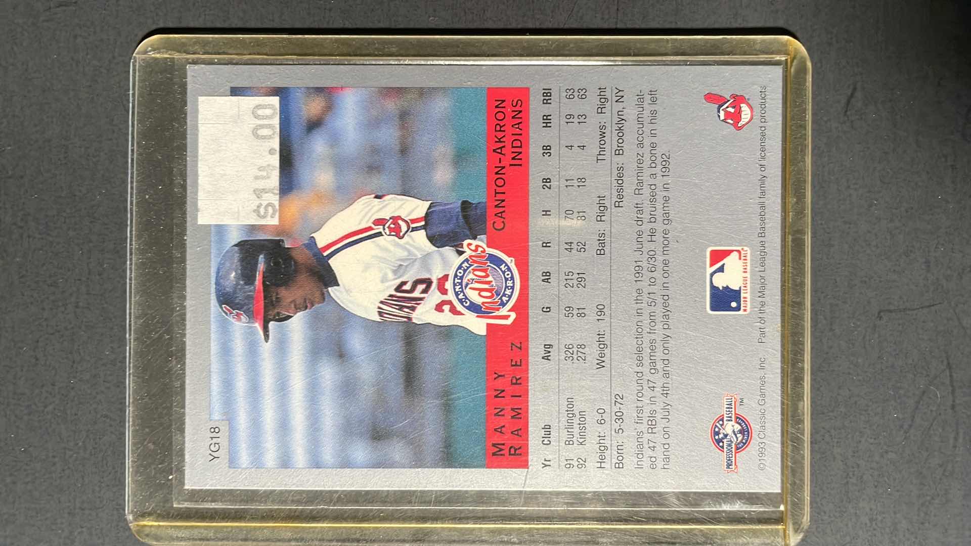 Photo 1 of 1993 CLASSIC MANNY RAMIREZ ROOKIE CARD