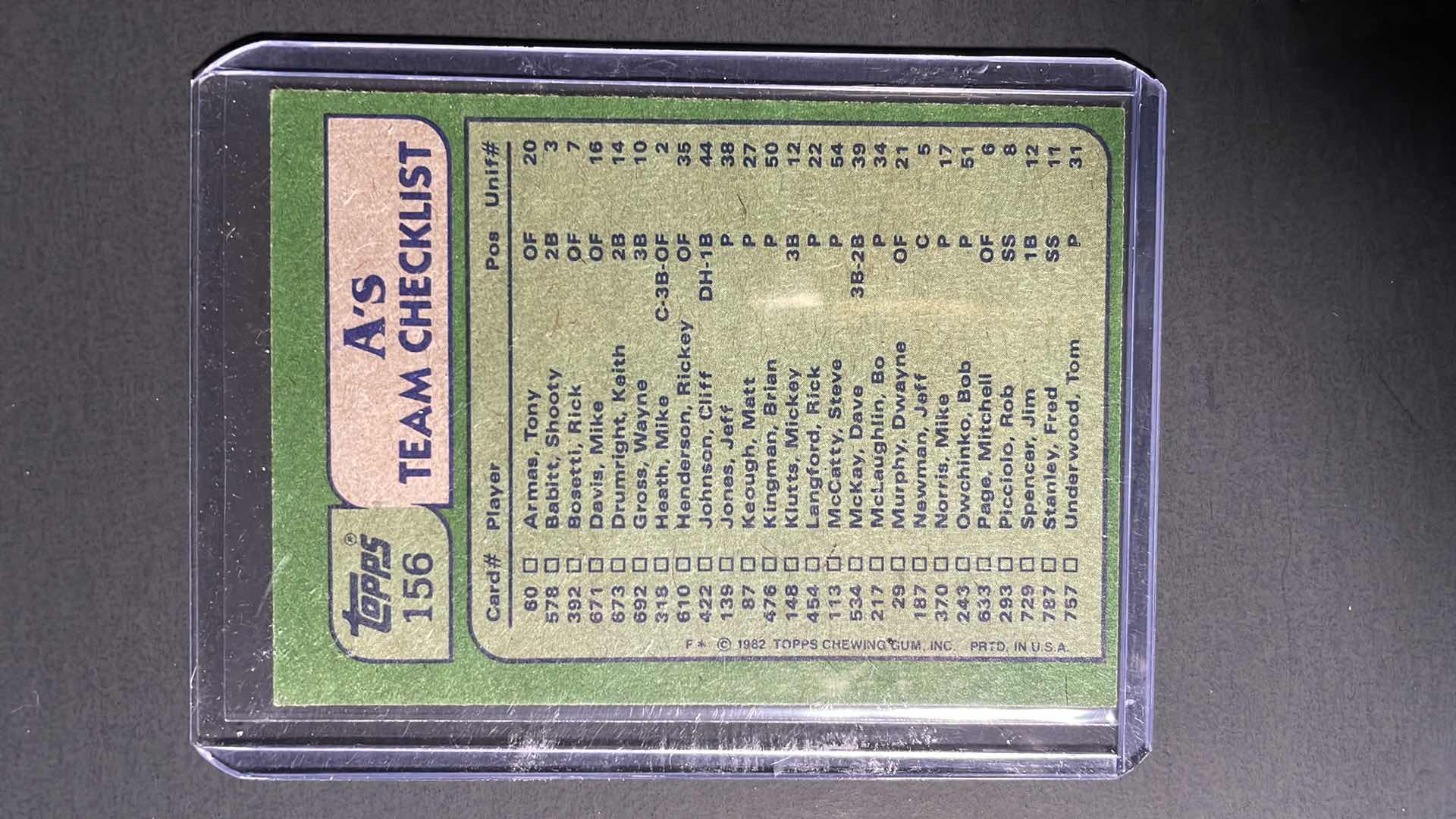 Photo 1 of 1982 TOPPS RICKEY HENDERSON & STEVE MCCATTY