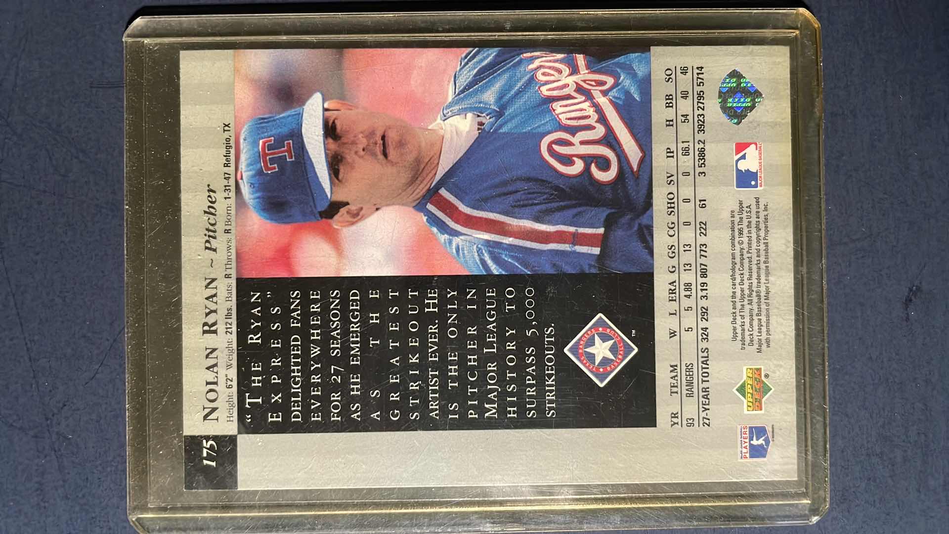 Photo 1 of 1995 UPPER DECK NOLAN RYAN