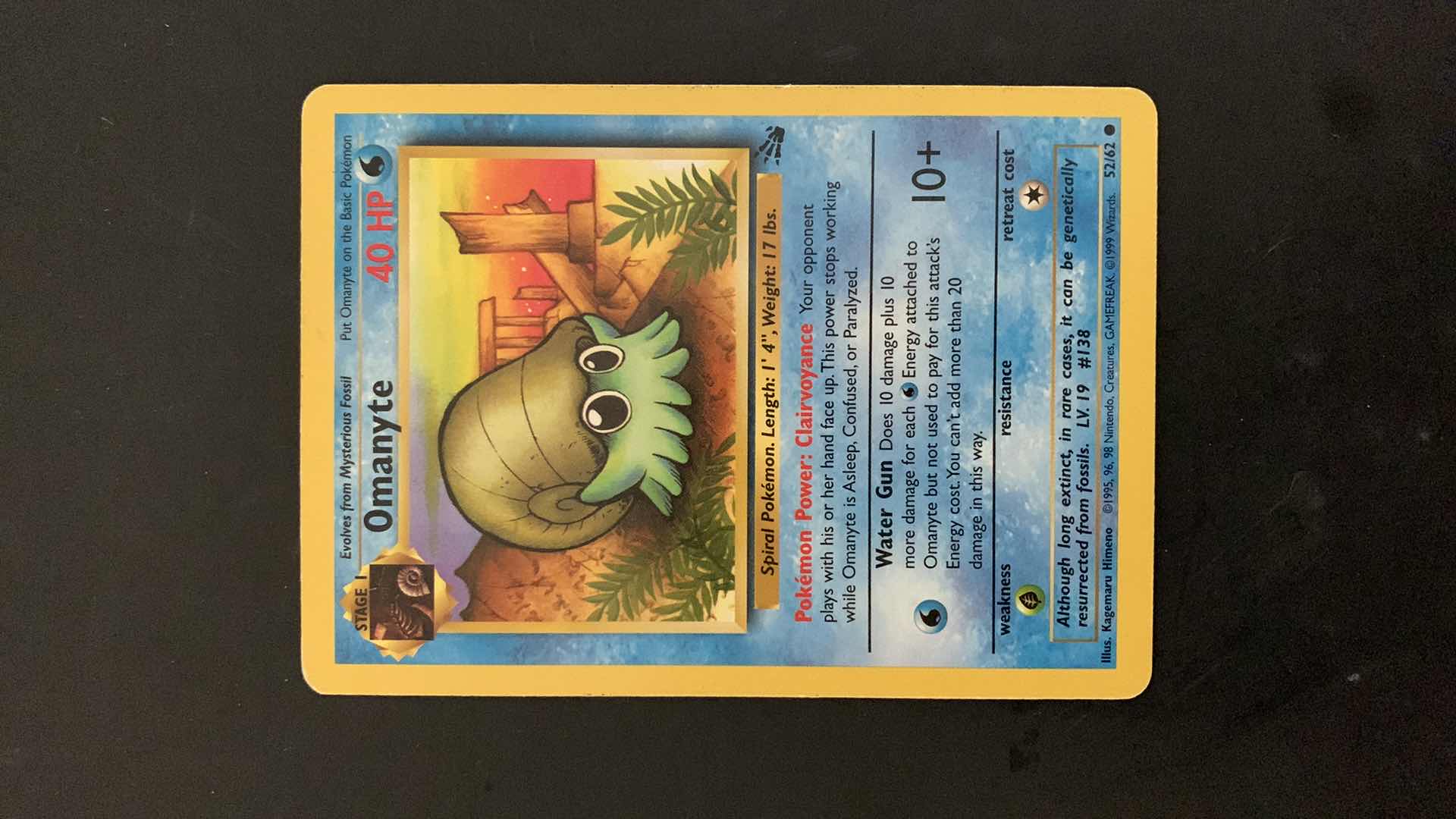 Photo 1 of 1995 OMANYTE POKEMON CARD