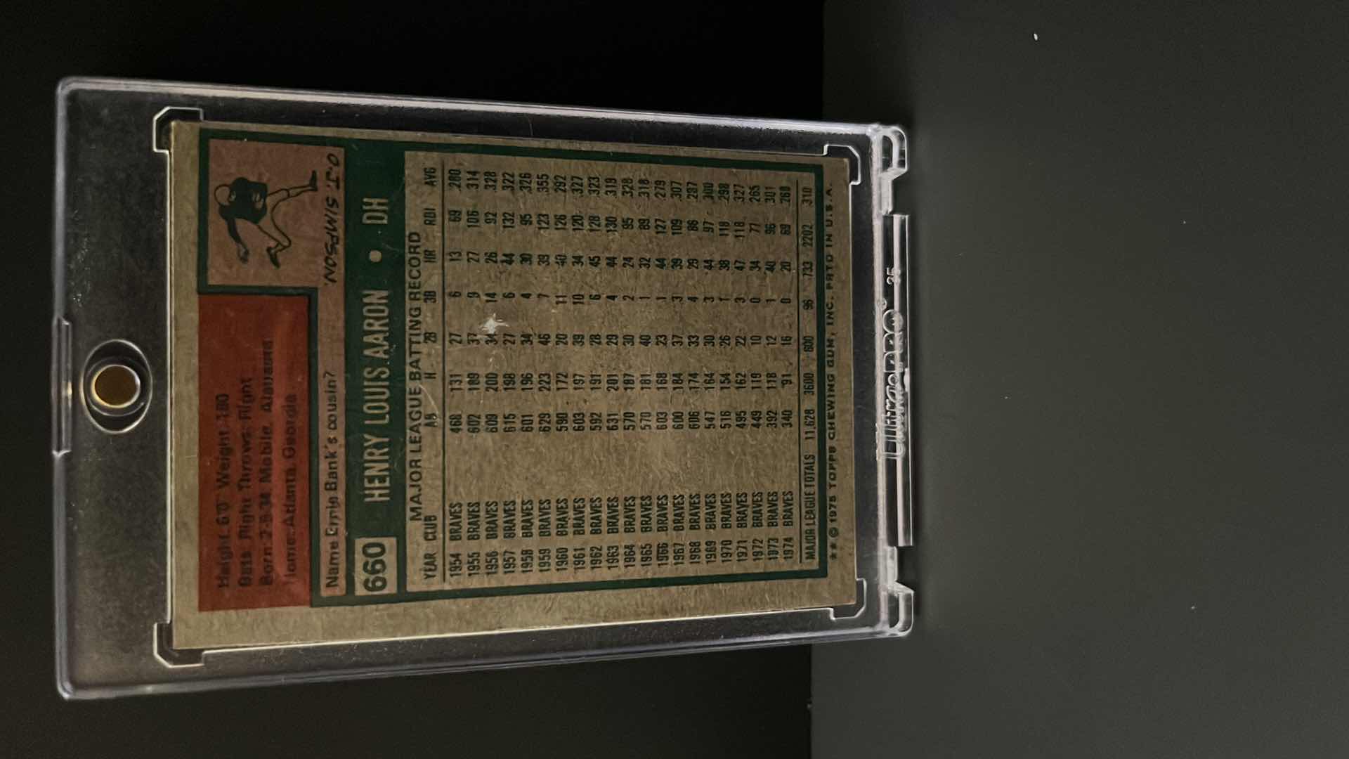 Photo 1 of 1975 TOPPS BASEBALL CARD HANK AARON BREWERS #660